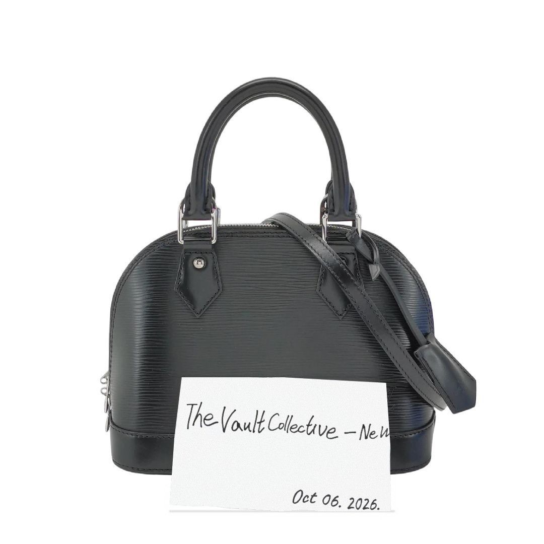 Louis Vuitton Alma Bb Blackepi Cowhide Leather Wave Pattern Shell Bag Shoulder B, Women's