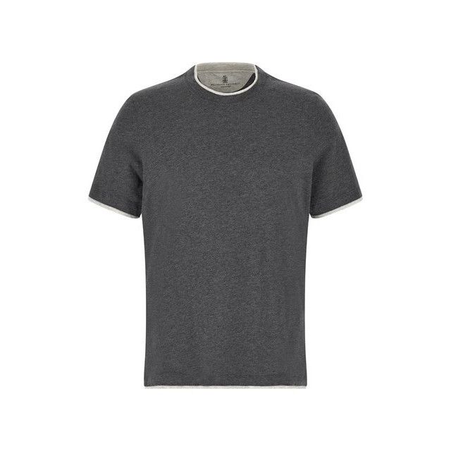 BRUNELLO CUCINELLI $580 Gray Layering T-shirt New & Authenti
