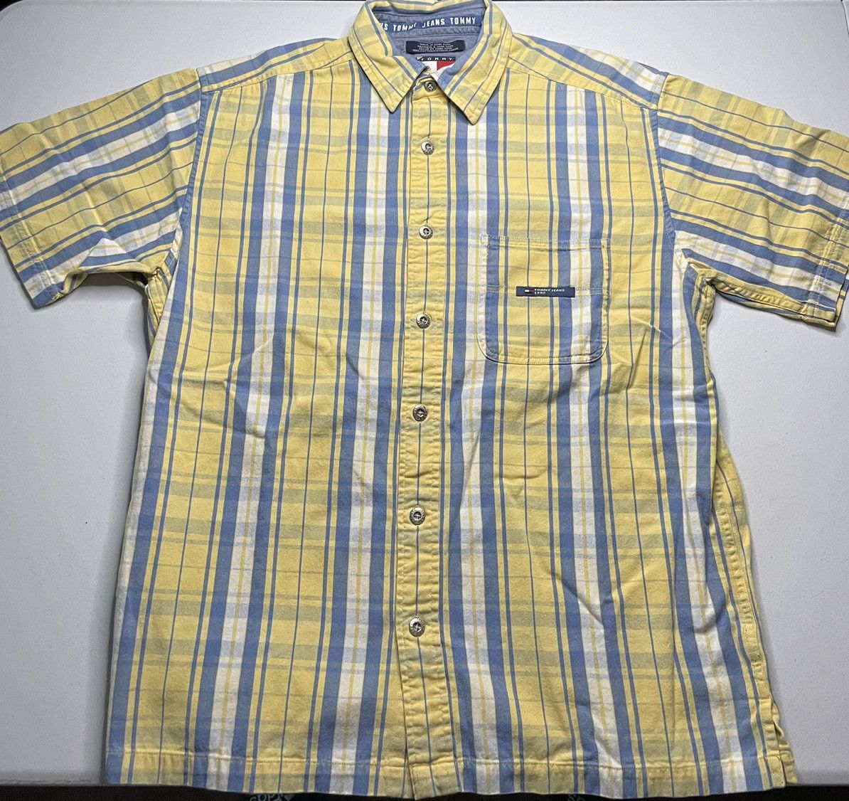 Tommy Jeans Vintage y2K Tommy Jeans blue & yellow button up shirt Size US M / EU 48-50 / 2 - 2 Thumbnail