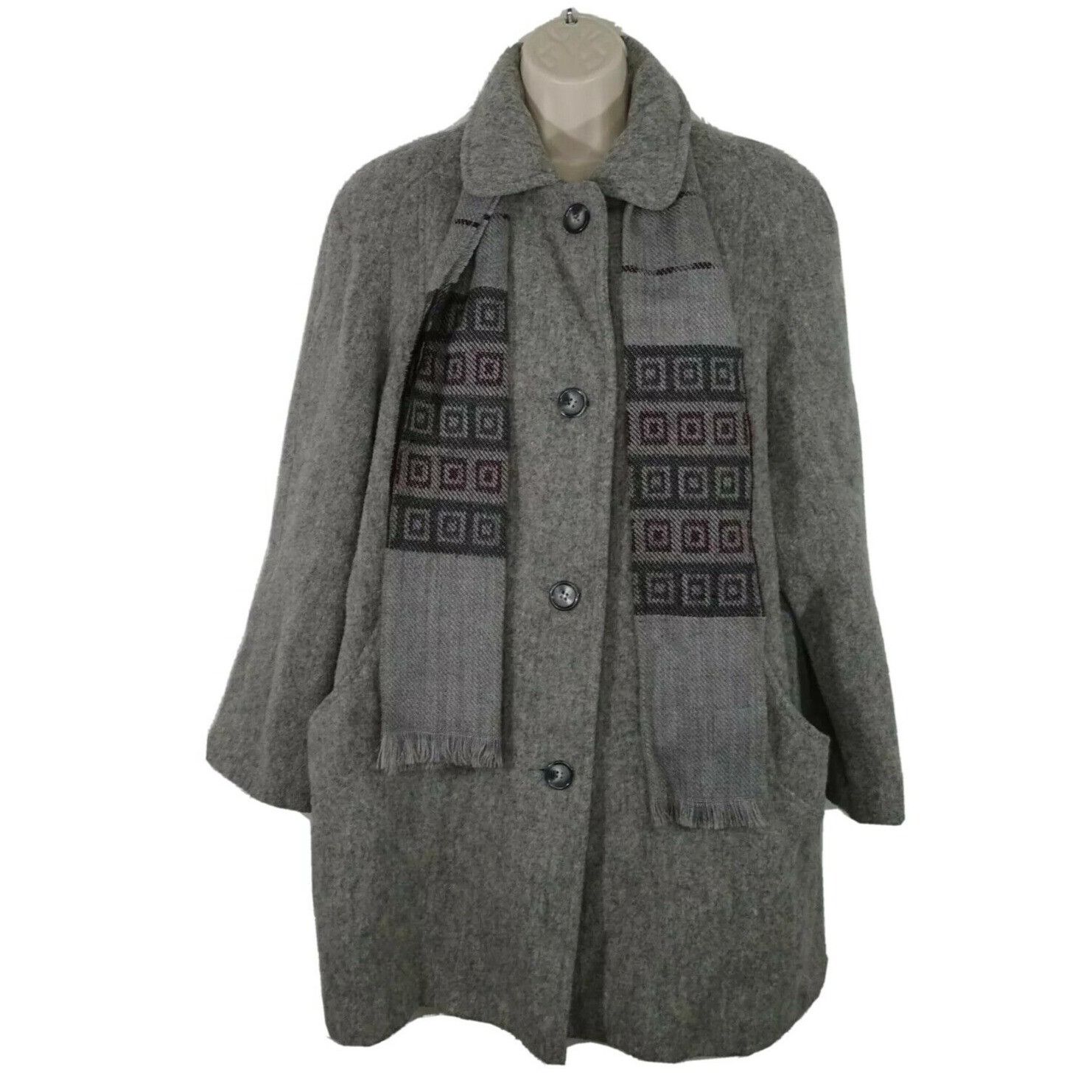 Other Herman Kay Coat and Scarf Button Front Women Size 10 Gray Size L / US 10 / IT 46 - 1 Thumbnail