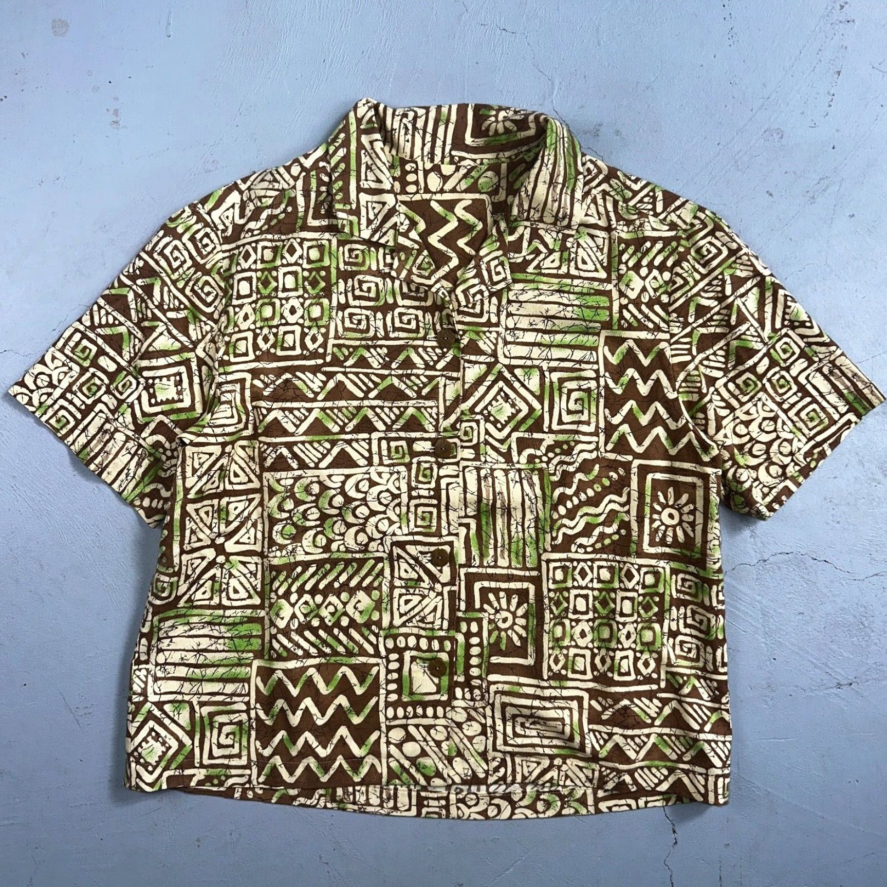 Vintage VINTAGE 1950s Cotton Hawaiian Shirt Rockabilly Green Short Sleeve Button-Down Men M Adult Green Rockabilly 1950s Shirt Mens Size US M / EU 48-50 / 2 - 2 Thumbnail
