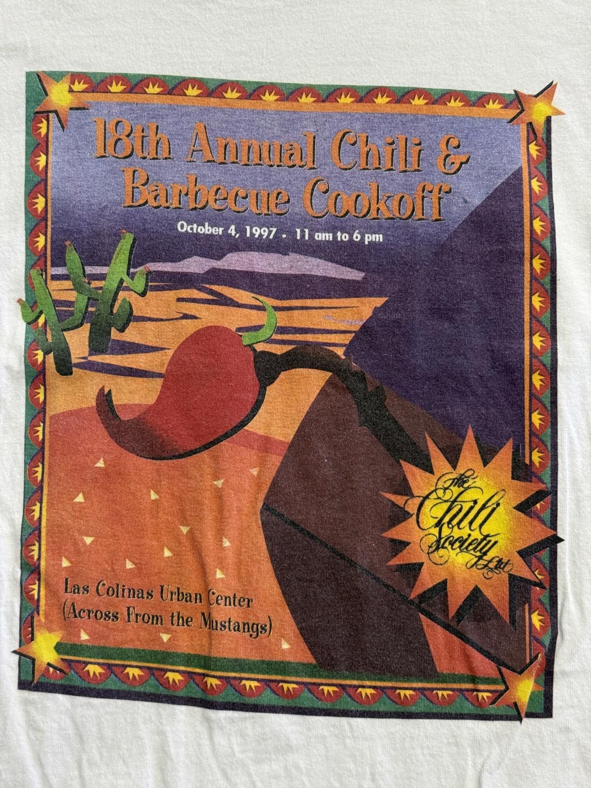 Fruit Of The Loom Vintage Chili & Barbecue Cookoff T-shirt Hot Pepper Art 1997 Size US L / EU 52-54 / 3 - 4 Thumbnail
