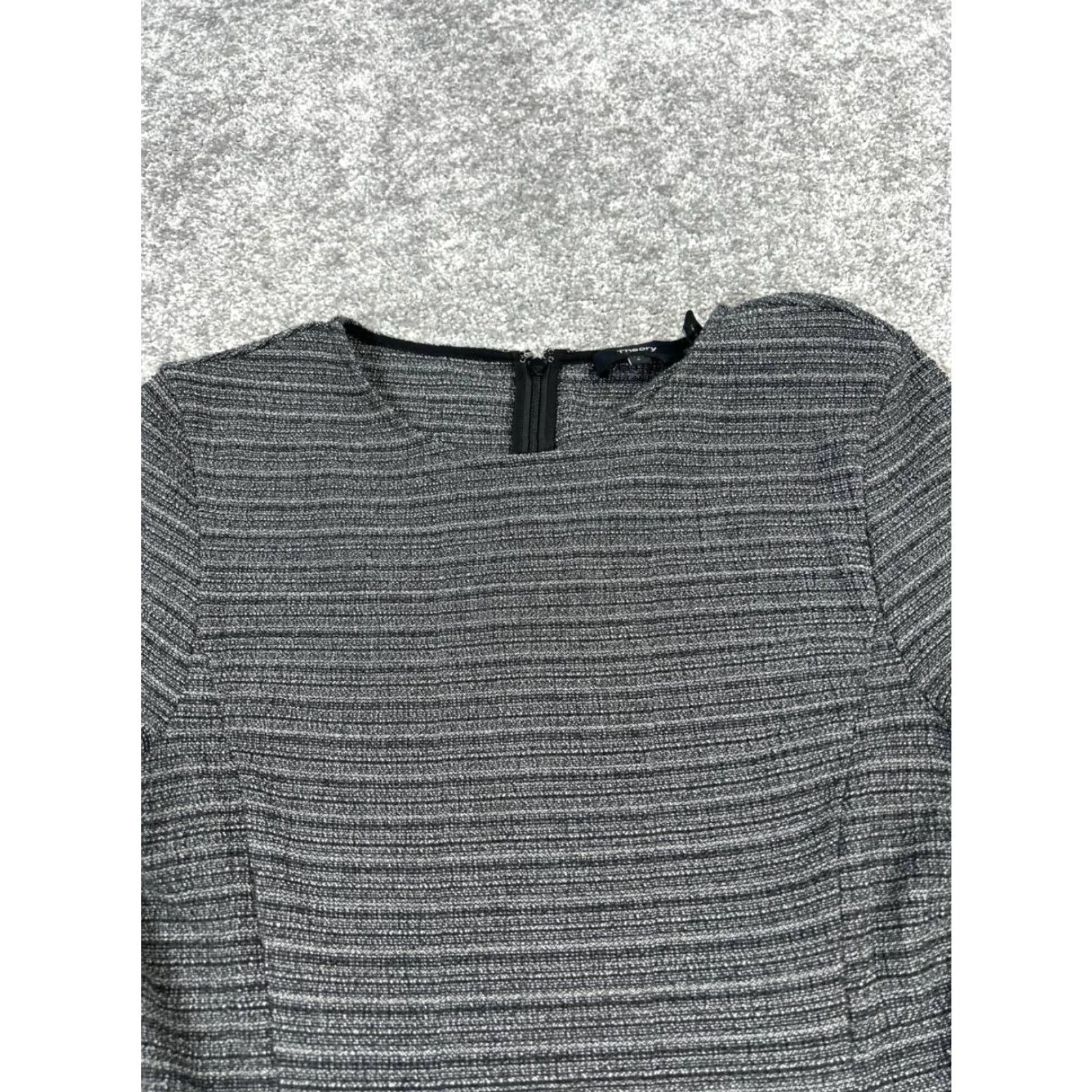 Theory Theory Dress Womens 6 Gray Cotton Bodycon Shirt Adult Regular Sleeveless Round Neck Plaid 90s? Size M / US 6-8 / IT 42-44 - 2 Thumbnail