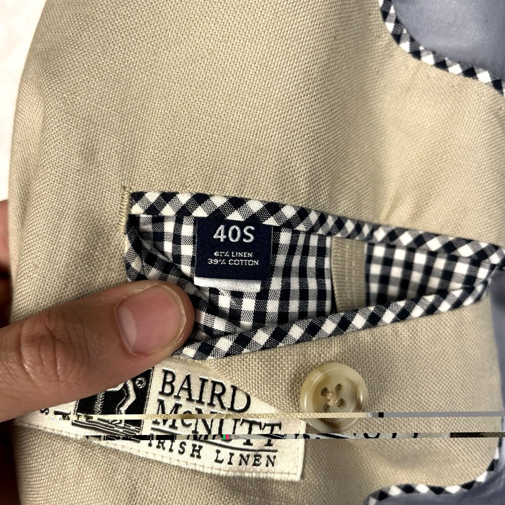 Bonobos Bonobos Blazer Jacket Mens 40S Cream Linen Cotton Baird McNutt Classic Size 40R - 4 Thumbnail