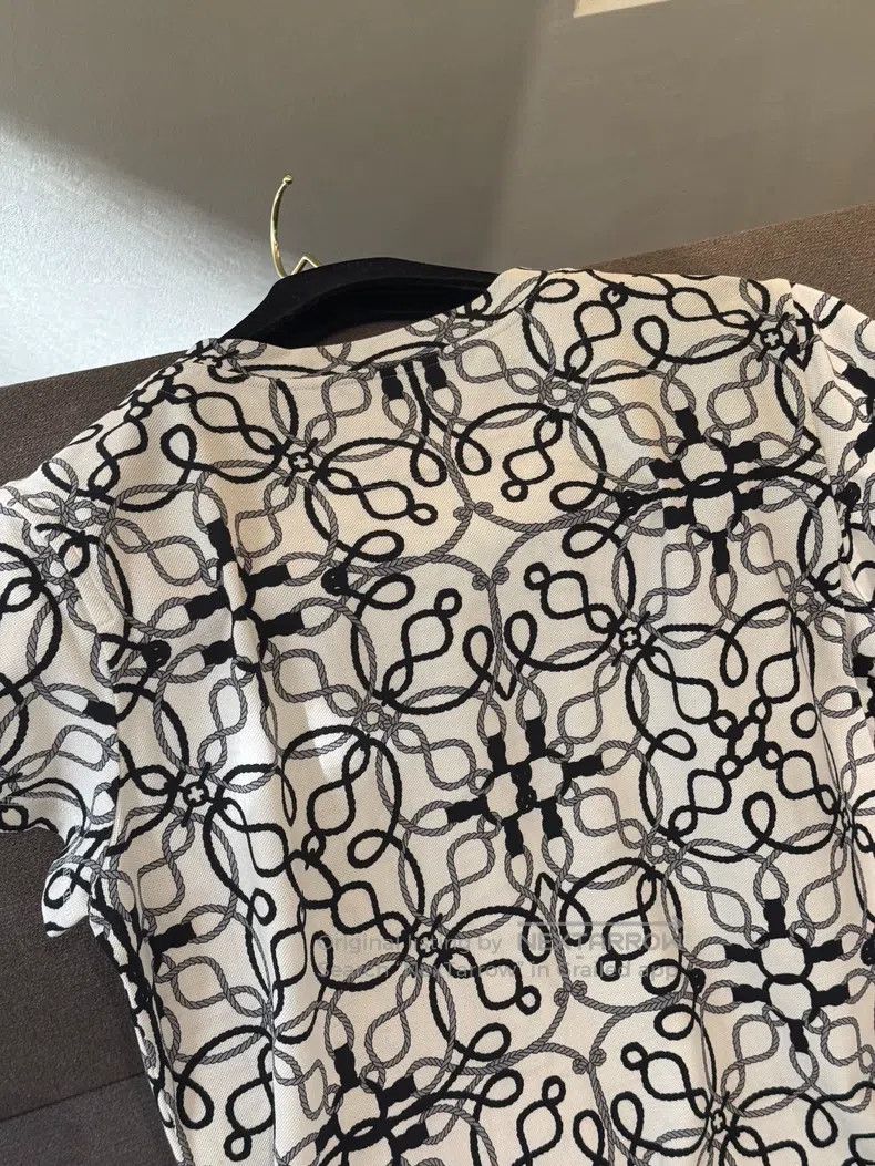 Hermes Hermes Black, White, and Gray Rope Print T-shirt Dress Size S / US 4 / IT 40 - 6 Thumbnail