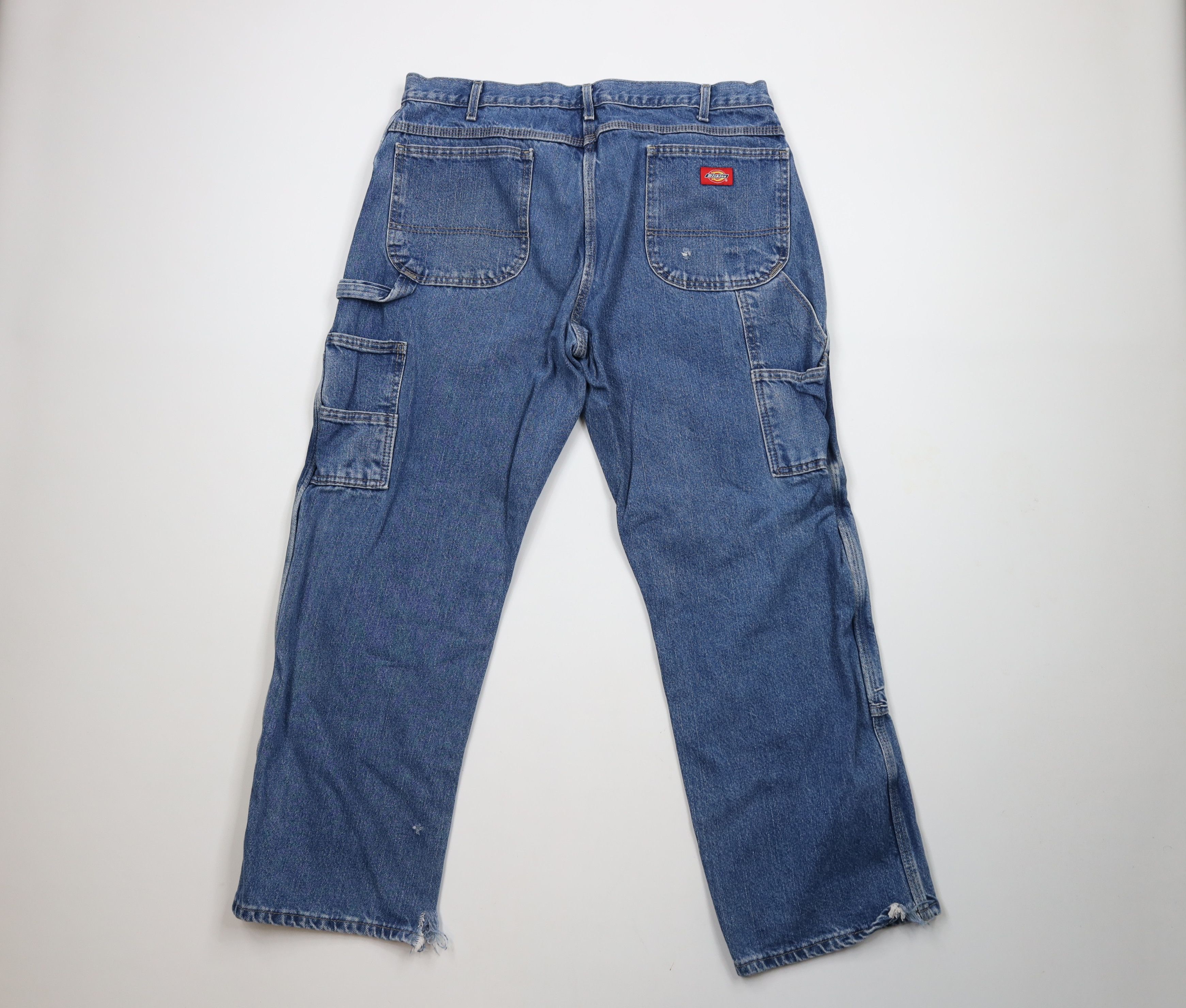 Dickies × Vintage Vintage Y2K Dickies Spell Out Wide Leg Dungaree Jeans Blue Size US 38 / EU 54 - 9 Thumbnail