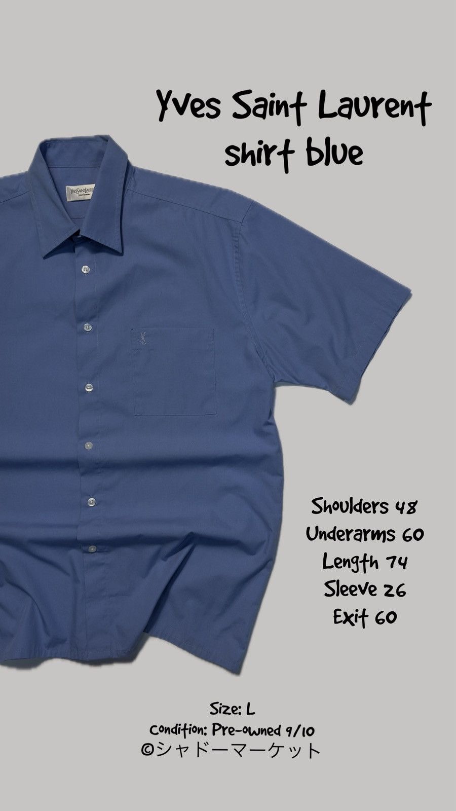 Yves Saint Laurent Yves Saint Laurent Short Sleeve Shirt – Blue – Size L Size US L / EU 52-54 / 3 - 1 Thumbnail