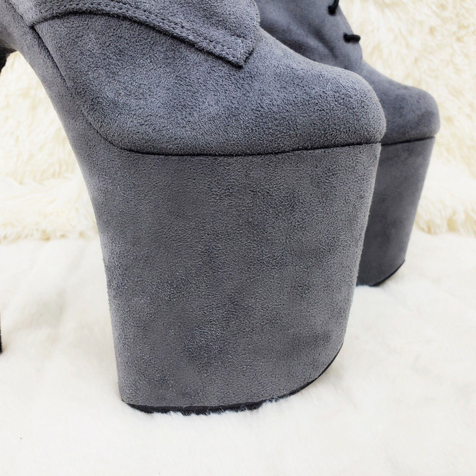 Other Flamingo 1020FS Gray Vegan Suede 8" High Heel Platform Ankle Size US 10 / IT 40 - 7 Thumbnail