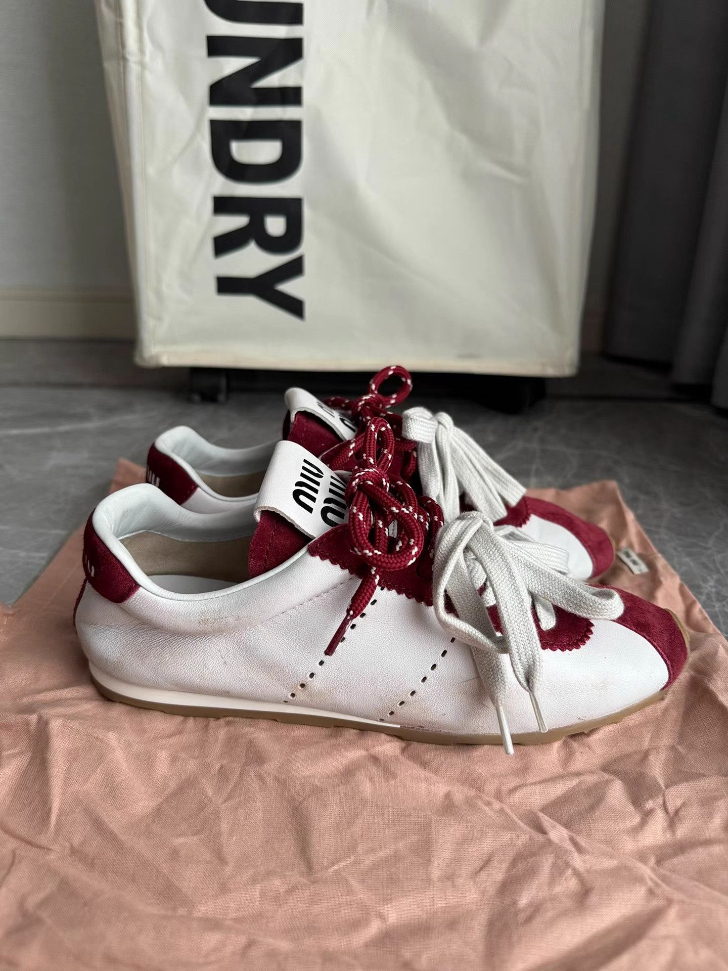 Miu Miu MiuMiu 25SS Red Suede Low-Top Trainer Sneakers K6 Size US 6.5 / IT 36.5 - 4 Thumbnail