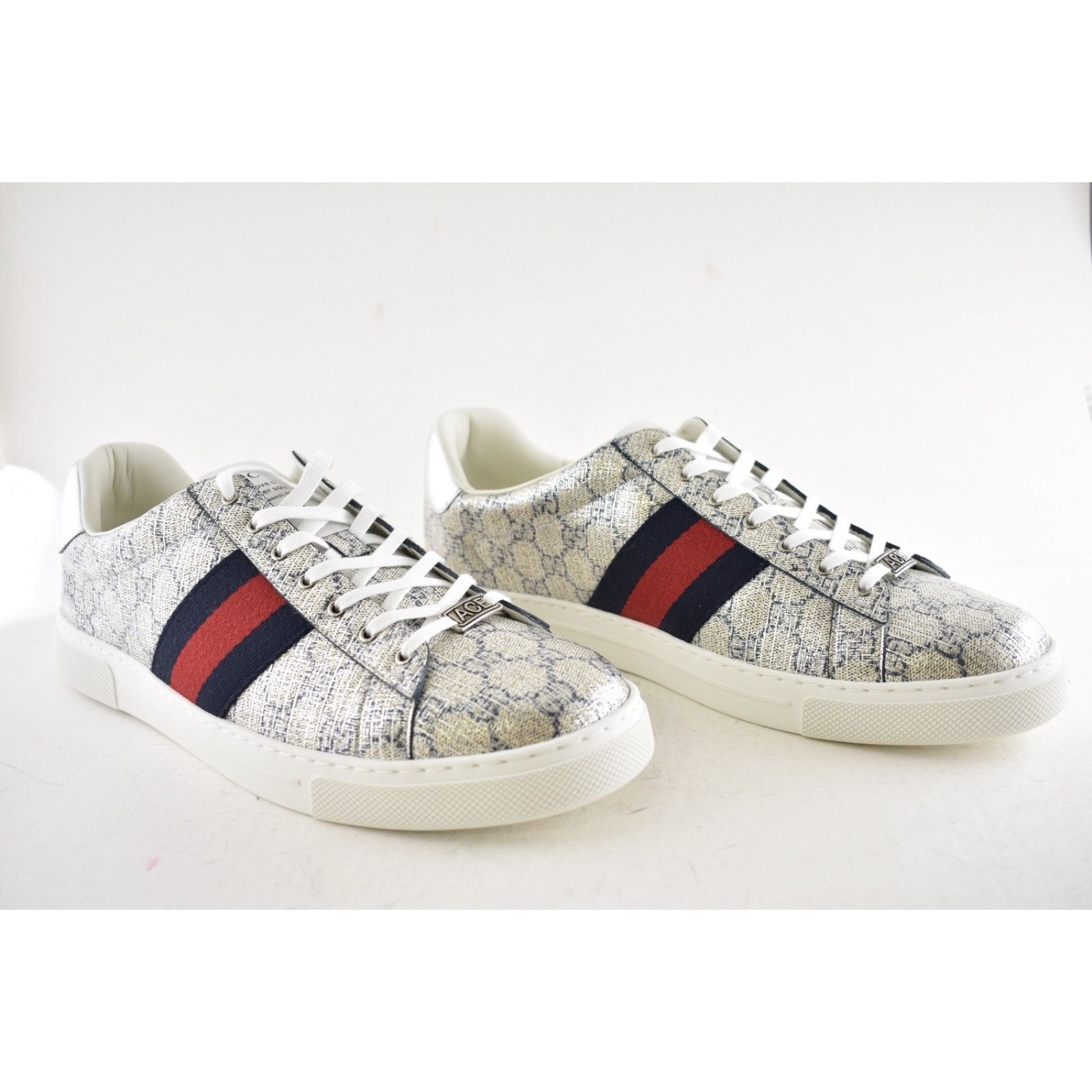 Gucci Gucci Ace GG Logo Supreme Canvas Beige Blue Silver Size US 13 / EU 46 - 4 Thumbnail