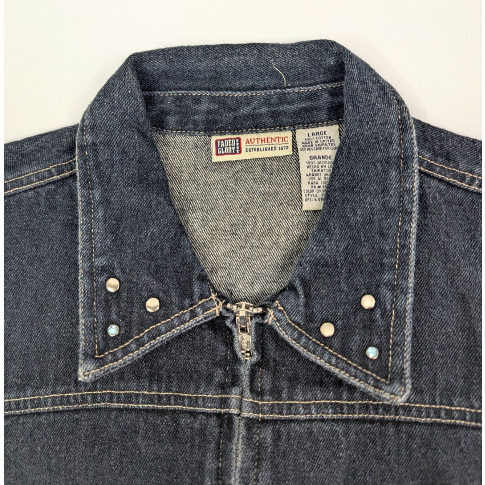 Faded Glory VINTAGE Faded Glory Denim Vest Womens Large Studded Rhinestone Adjustable Jacket/Coat Short Sleeveless Blue 90s Womens Vest Size L / US 10 / IT 46 - 6 Thumbnail