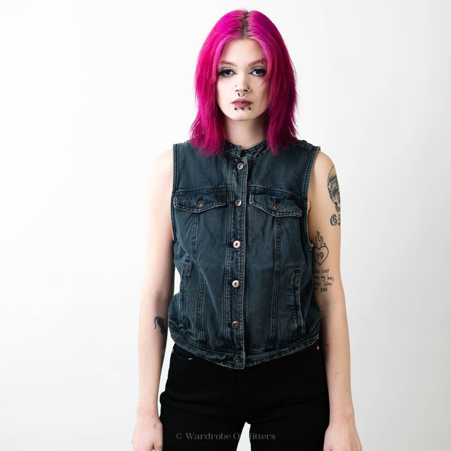 Free People Free People Lace Up Denim Trucker Vest - M Size M / US 6-8 / IT 42-44 - 1 Thumbnail