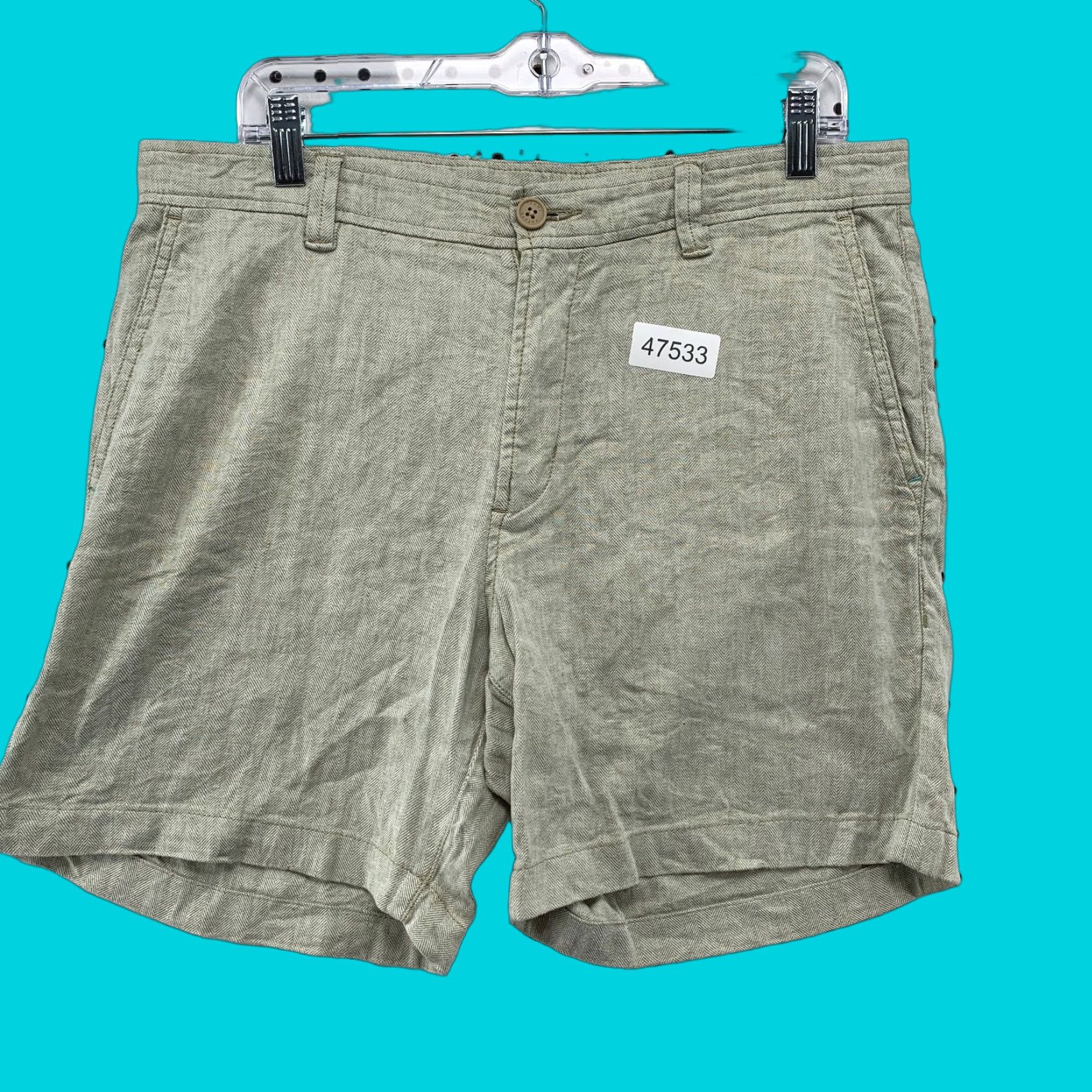 Tommy Bahama Tommy Bahama Linen Blend Chino Shorts Mens 34x7 Gray Herringbone Beach Casual Size US 34 / EU 50 - 1 Thumbnail