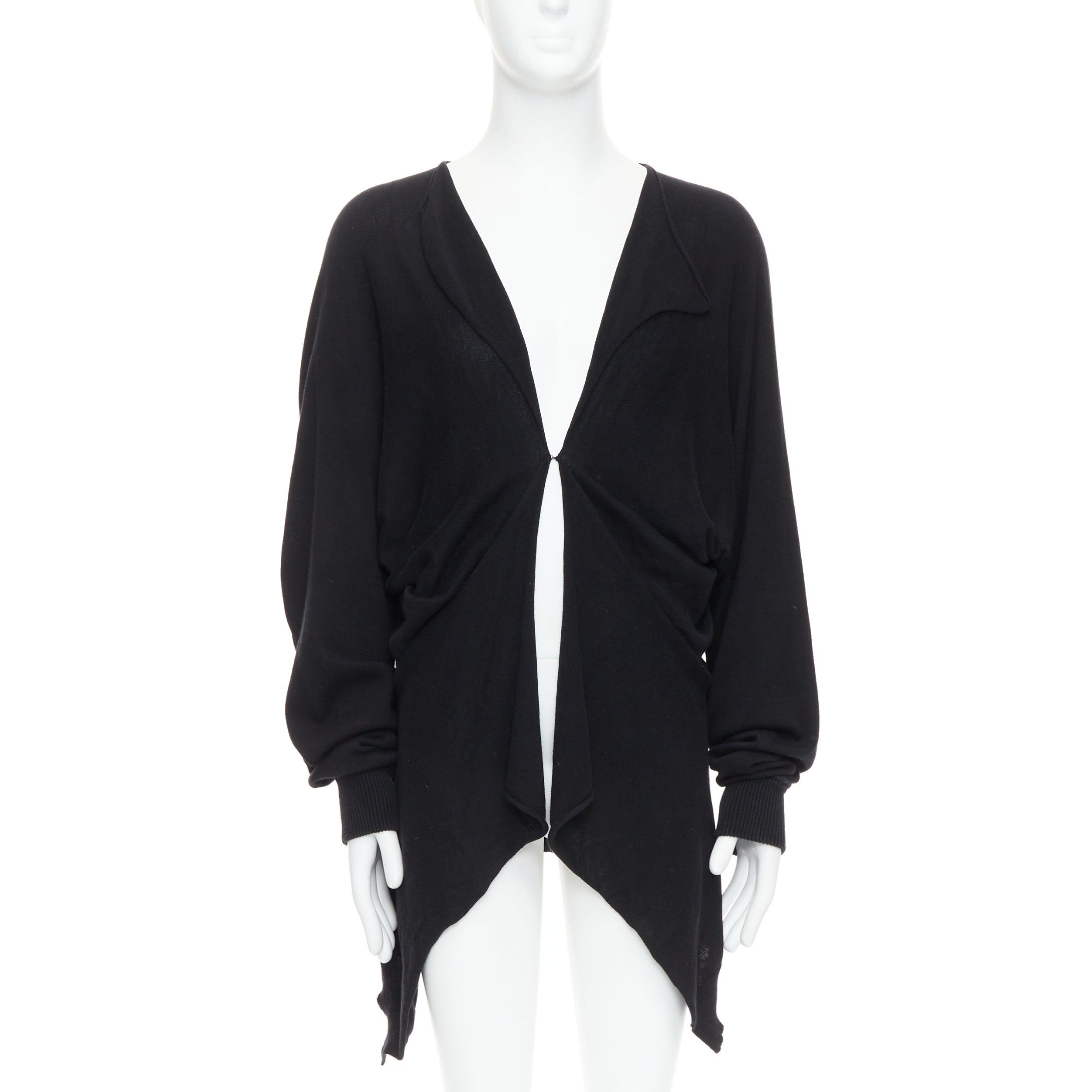 Bernhard Willhelm BERNHARD WILLHELM black cotton blend draped hi low cardigan M Size US M / EU 48-50 / 2 - 1 Thumbnail