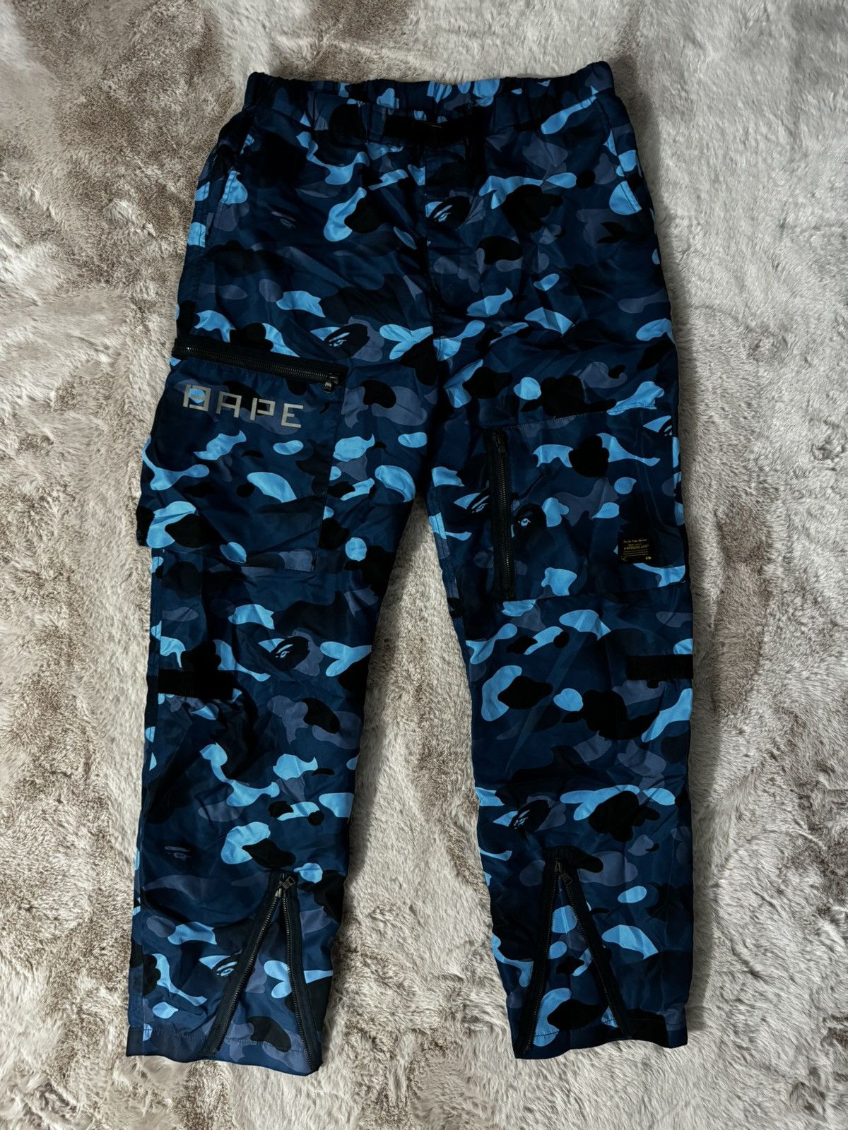 Bape Bape Blue Camo Cargo Pants Grailed