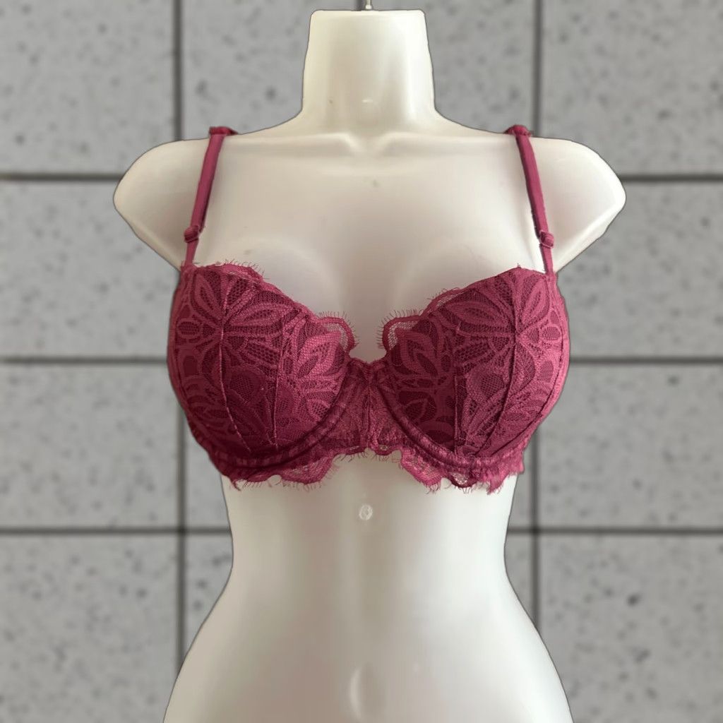 Victoria's Secret VINTAGE? Date Night Victoria's Secret Very Sexy Push Up Bra 32C Women Underwire Padded Racerback Burgundy Red Floral XS? Size ONE SIZE - 1 Thumbnail