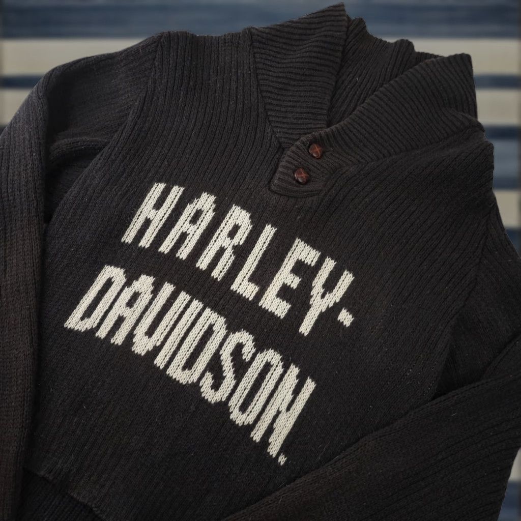 Harley Davidson VINTAGE Harley Davidson Womens Medium Knit Spellout Cowl Sweater Gray Size M / US 6-8 / IT 42-44 - 1 Thumbnail