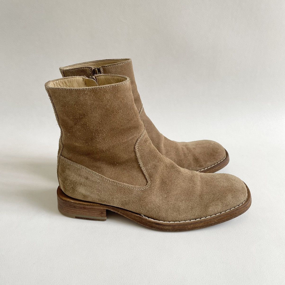 Ann Demeulemeester Tan Suede Square Toe Boots Size US 9 / IT 39 - 2 Thumbnail
