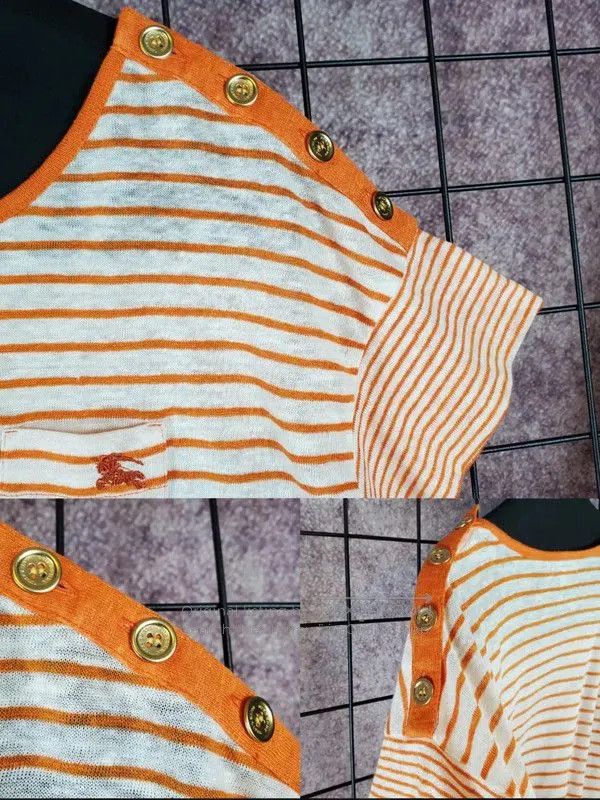 Burberry Burberry Summer Orange Striped Short Sleeve Tee. Size M / US 6-8 / IT 42-44 - 6 Thumbnail