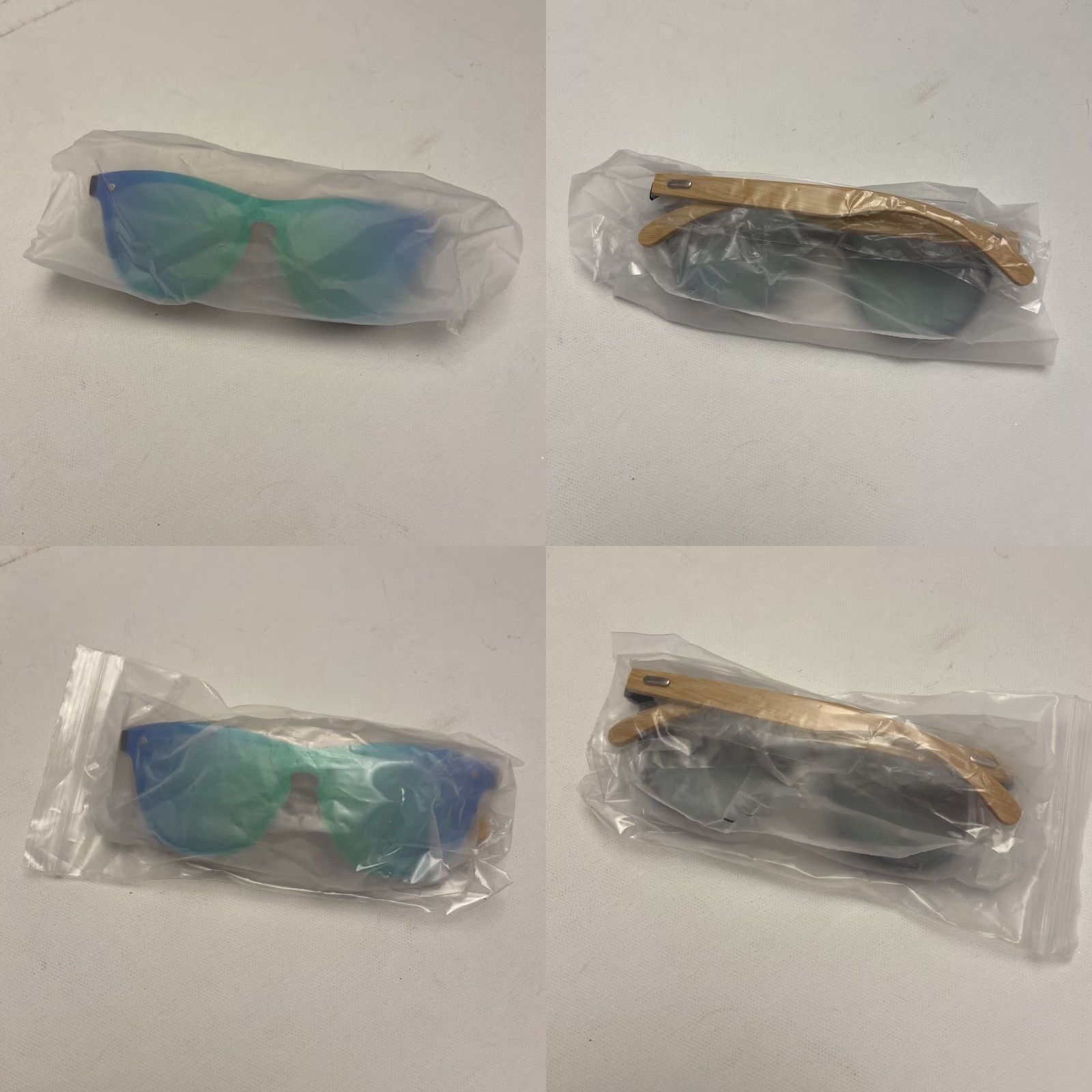Vintage NEW Unbranded Sunglasses Bamboo Tinted Blue Green UV 400 Size ONE SIZE - 8 Thumbnail