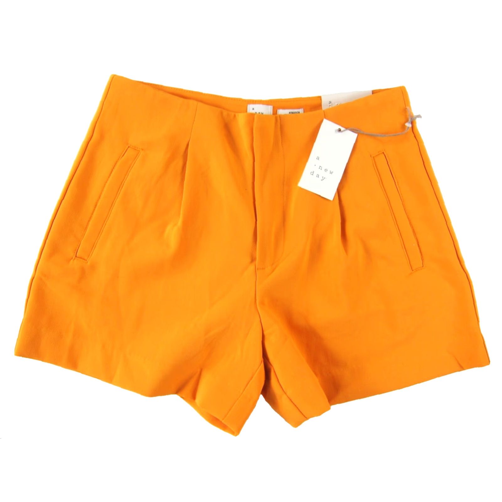 Vintage A New Day NWT Neon Orange Pleated Pocket Midi Chino Shorts Women Size 6 Size 28" / US 6 / IT 42 - 2 Thumbnail