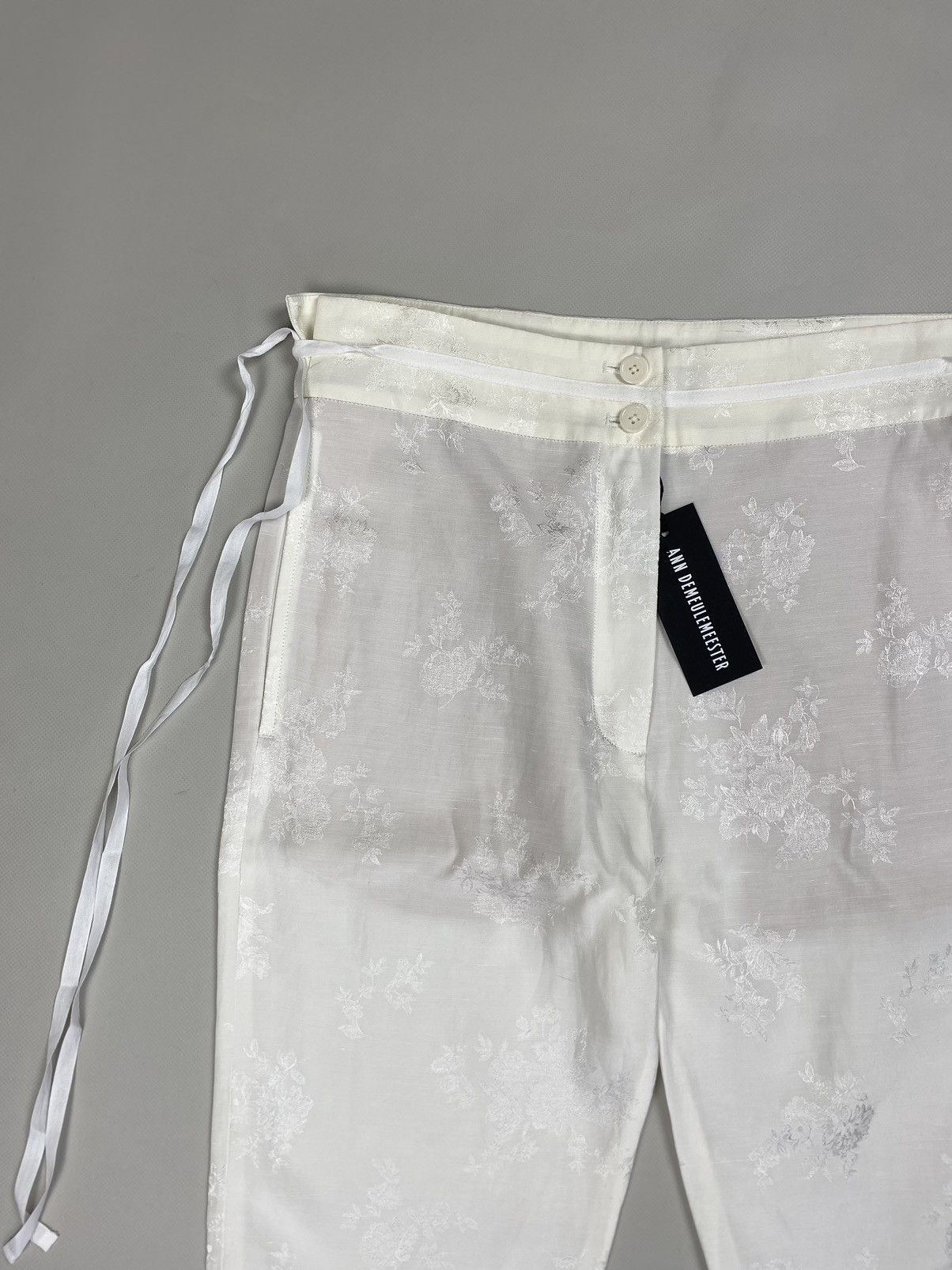 Ann Demeulemeester Ann Demeulemeester linen blend patterned cropped pants Size 25" / US 0 / IT 36 - 8 Thumbnail
