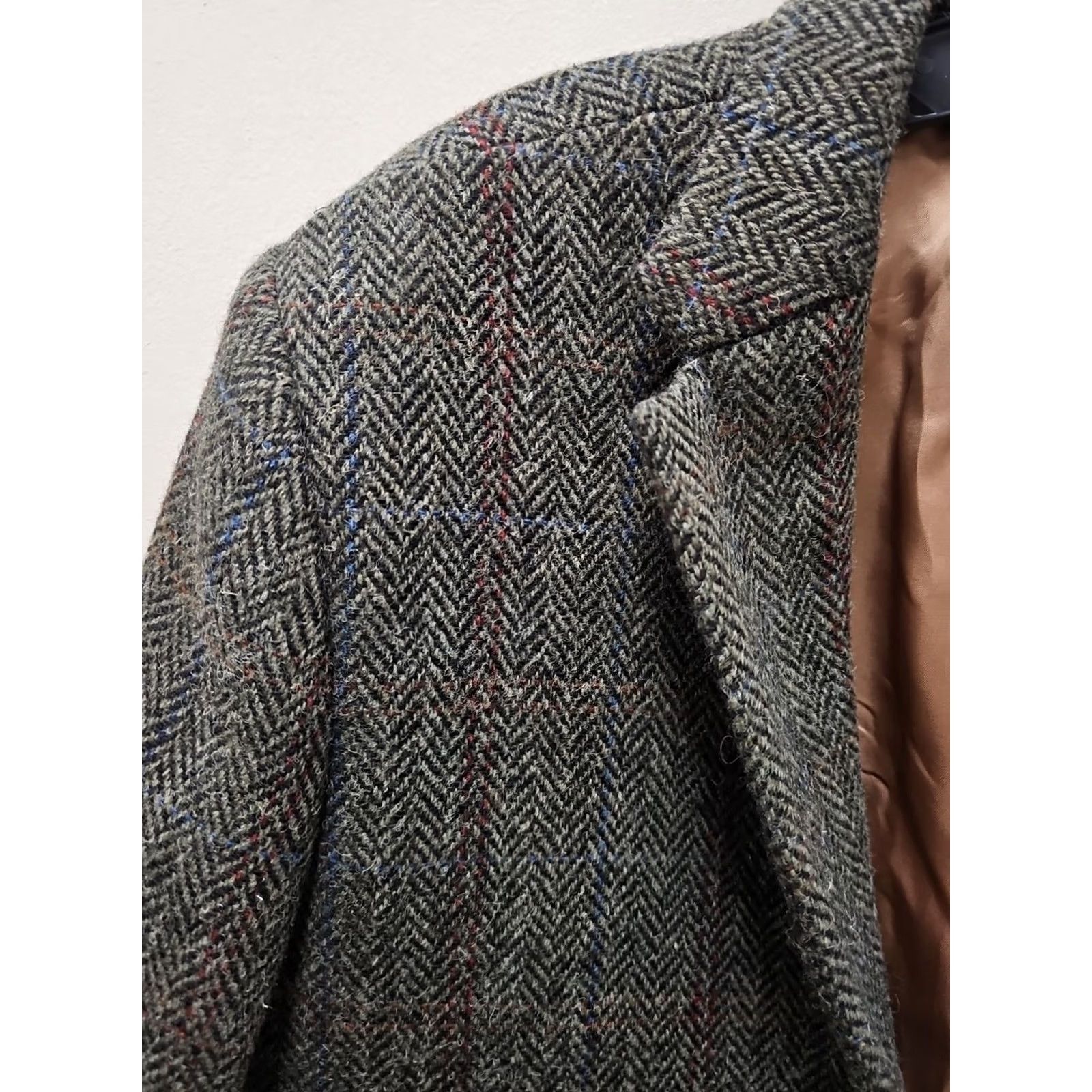 Harris Tweed Harris Tweed Blazer Wool Plaid 2-Button Single-Breasted Navy Blue Green Red Black 40R Mens Vintage Notch Lapel Dry Clean Only Size 40R - 3 Thumbnail