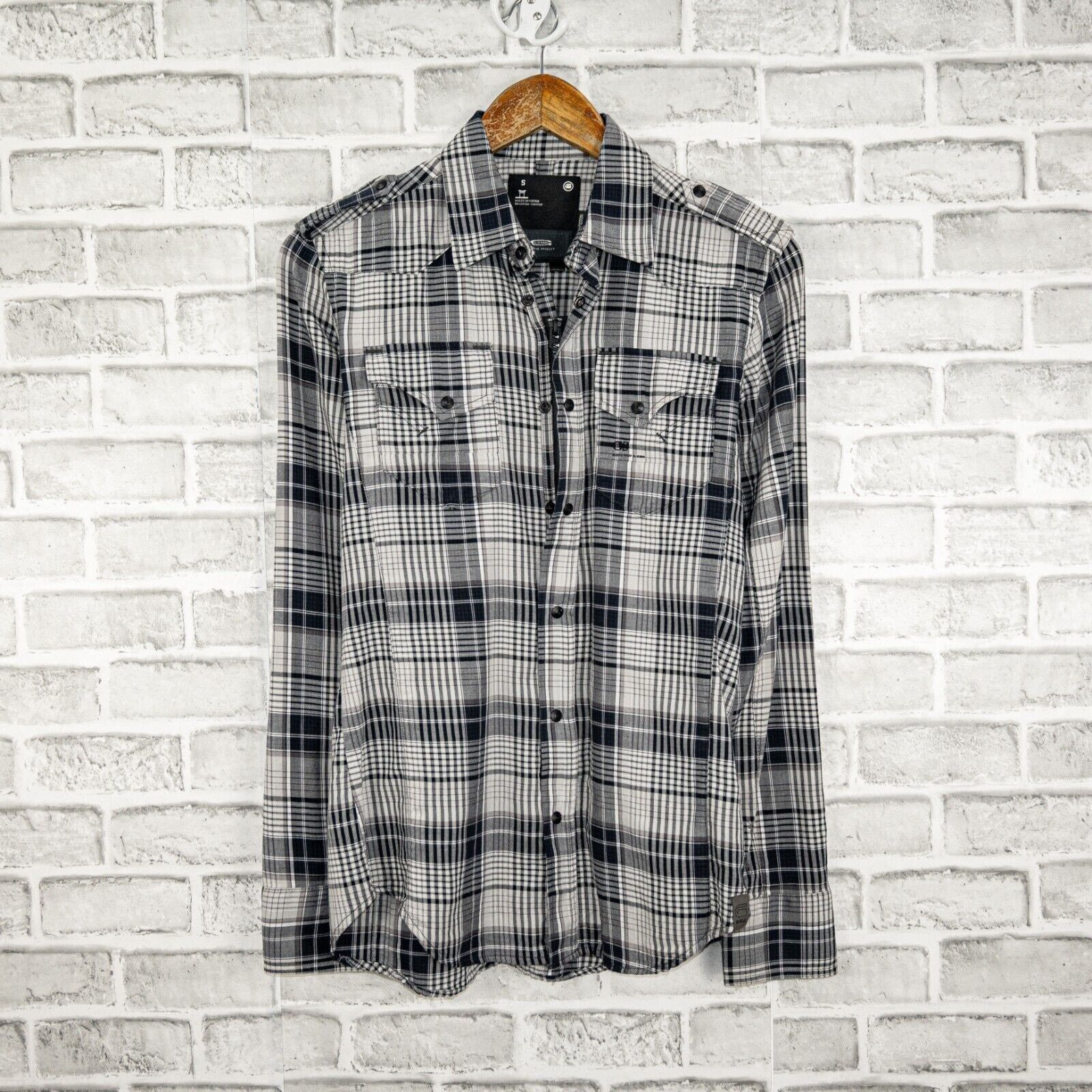 G-Star G Star RAW Men's Zip & Snap Button up Shirt Gray Plaid Small Size US S / EU 44-46 / 1 - 2 Thumbnail