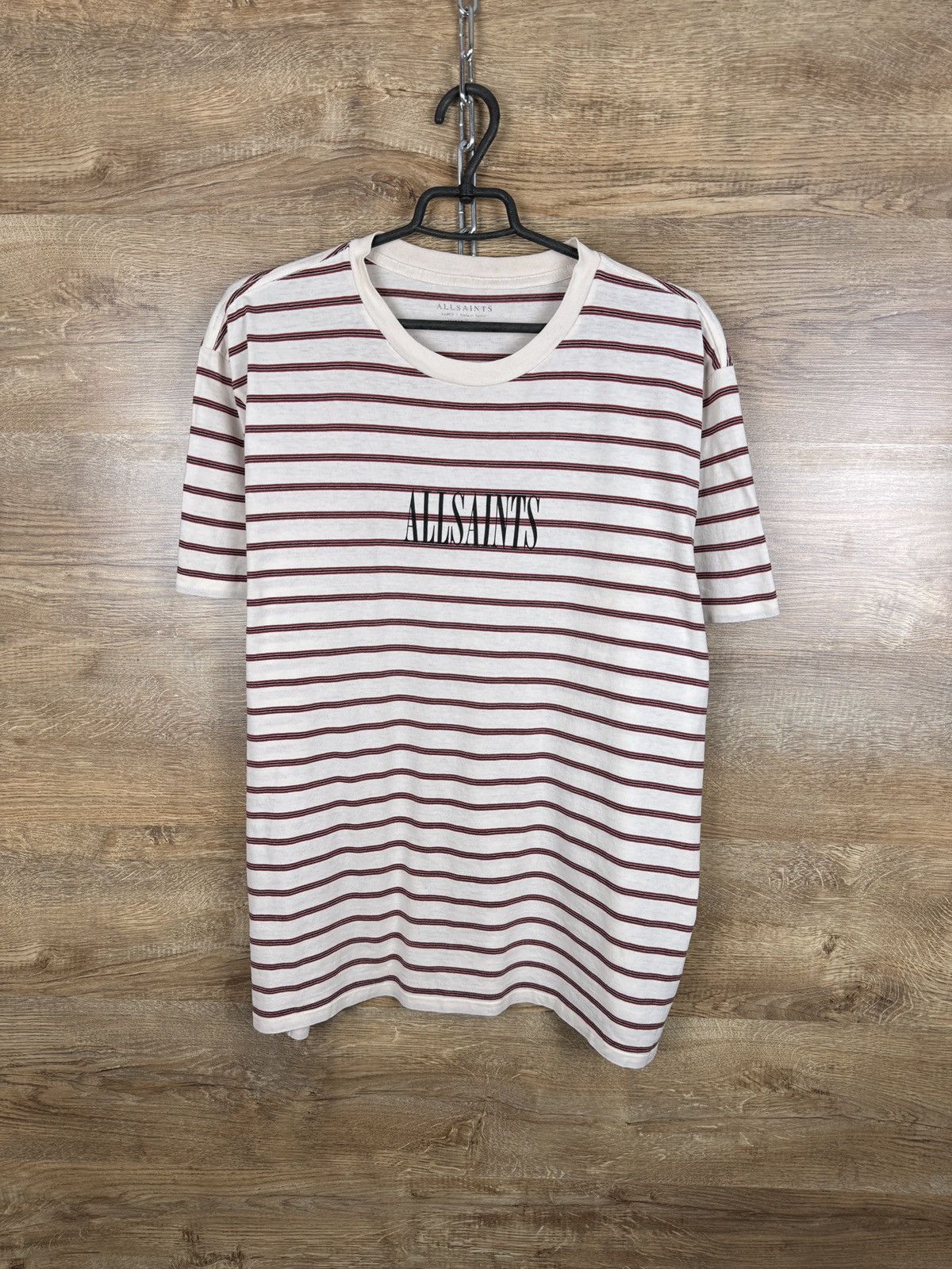 Allsaints × Japanese Brand Mens AllSaints T-shirt big logo stripes center logo tee Size US L / EU 52-54 / 3 - 1 Thumbnail