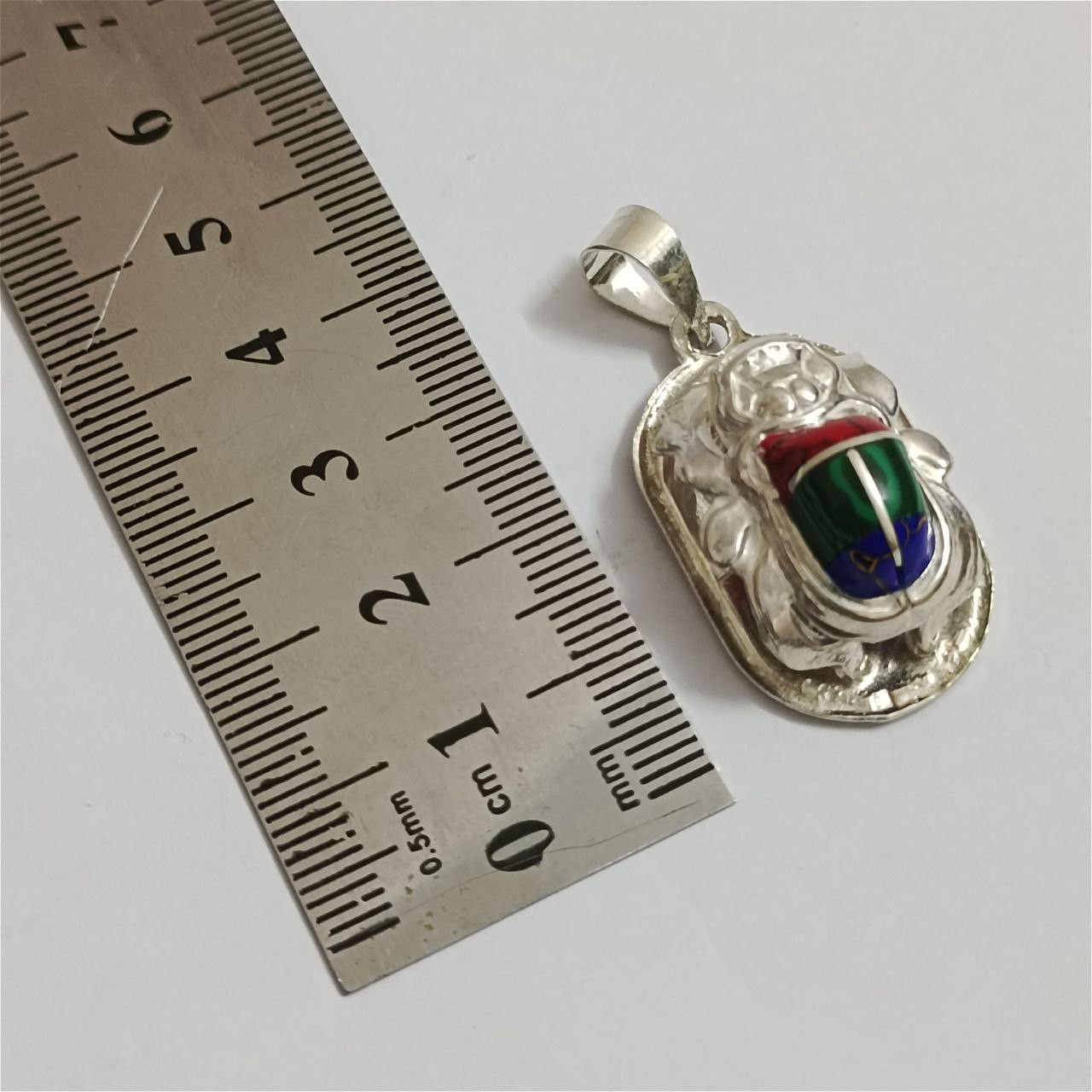 Sterling Silver 925 Sterling Silver scarab Pendant, Handmade Egypt Size ONE SIZE - 5 Thumbnail