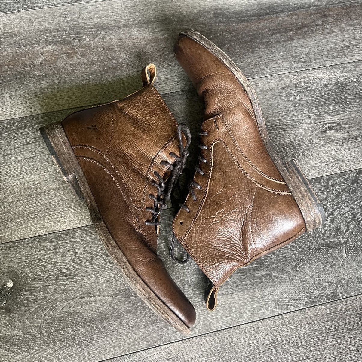 Frye Vintage Frye Mens Philip Lace Up Brown Boots Size 9D 3487883 Size US 9 / EU 42 - 2 Thumbnail