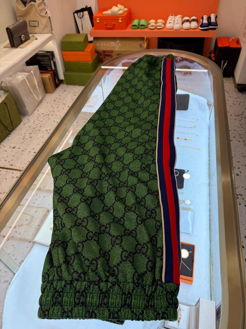Gucci Gucci green logo-woven striped jogging pants Size US 32 / EU 48 - 2 Thumbnail