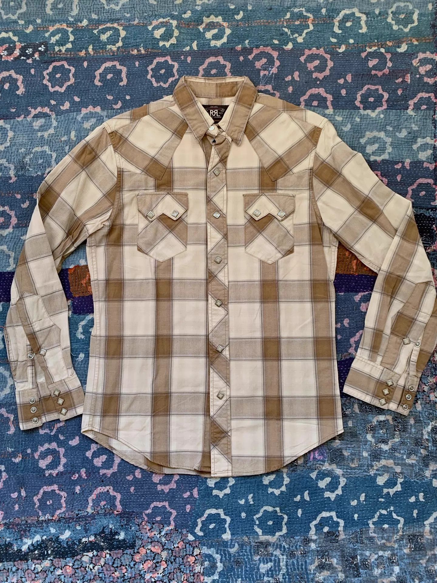 RRL Ralph Lauren RRL Old Plaid Western Shirt S Diamond Gem Buttons Sri Lanka Size US S / EU 44-46 / 1 - 1 Thumbnail
