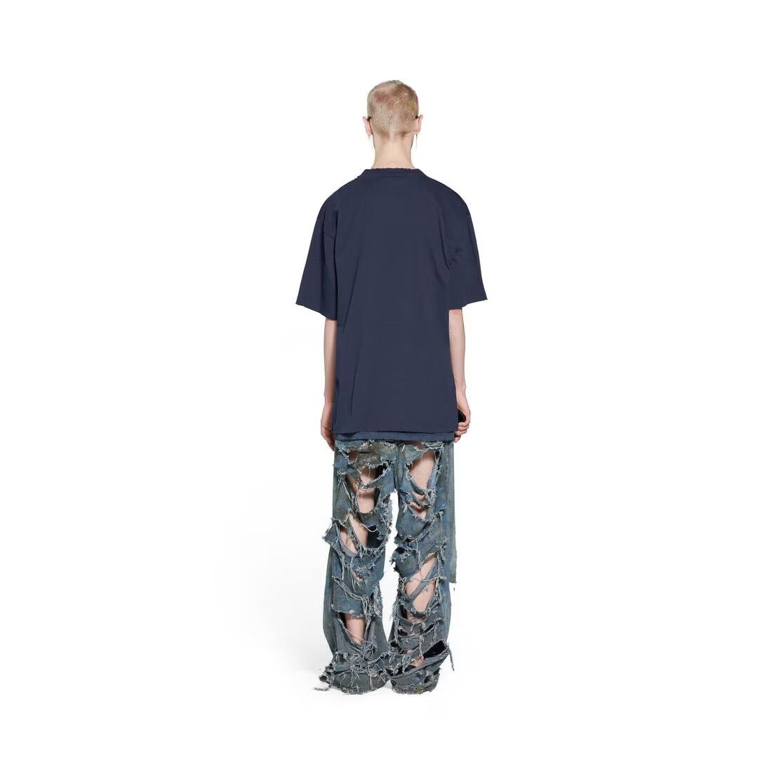 Balenciaga o1mt1gz0824 Caps T-Shirt Boxy Fit in Navy Size US XXS / EU 40 - 4 Thumbnail
