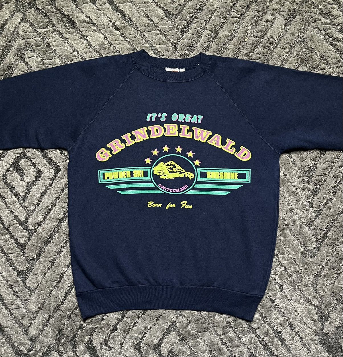 Vintage Vintage Navy Ski Crewneck Sweatshirt Basic Retro Mountain Size US M / EU 48-50 / 2 - 2 Thumbnail