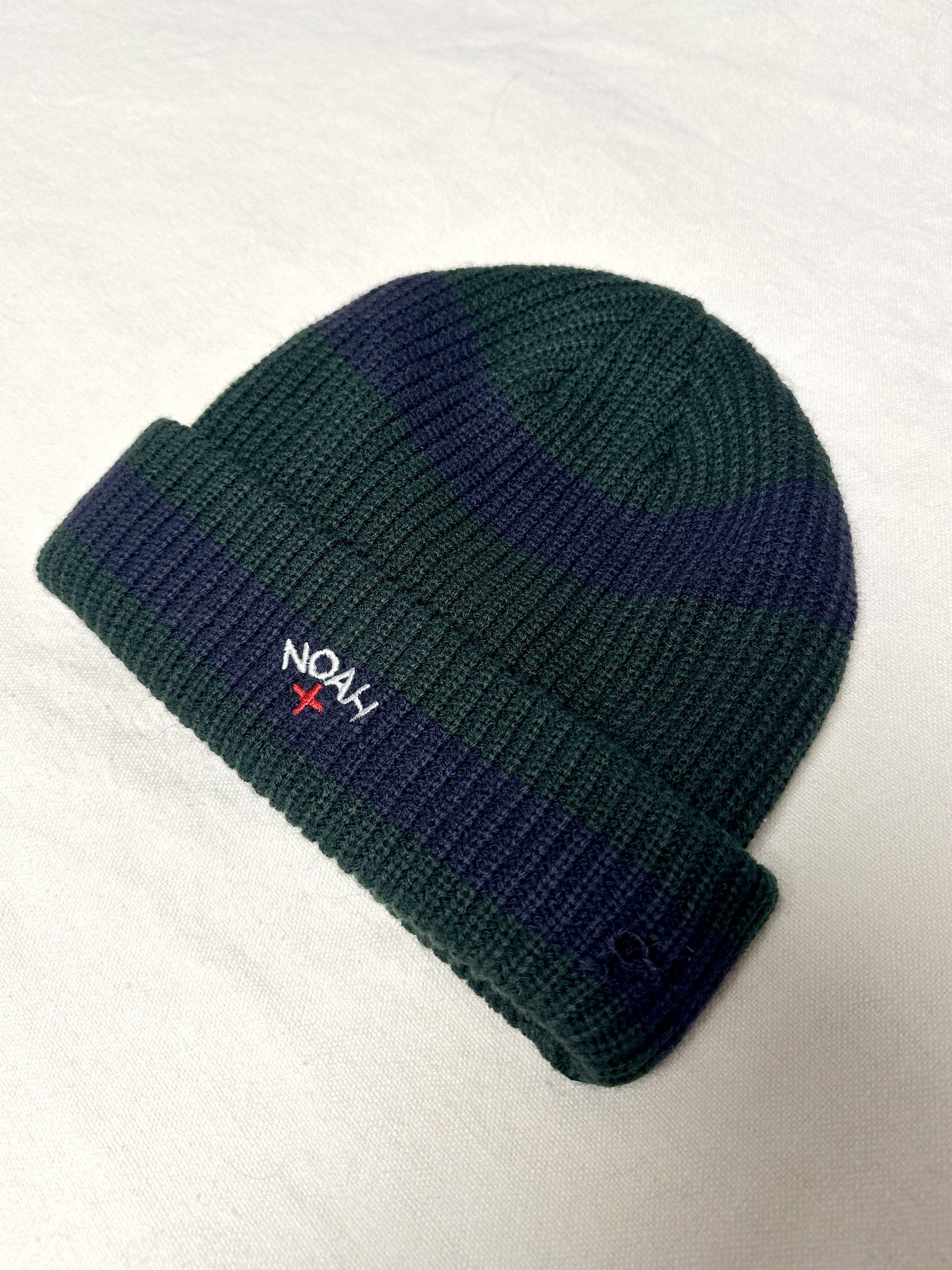 Noah Noah Core Logo Embroidered Knit Beanie - Navy / Green Size ONE SIZE - 1 Thumbnail