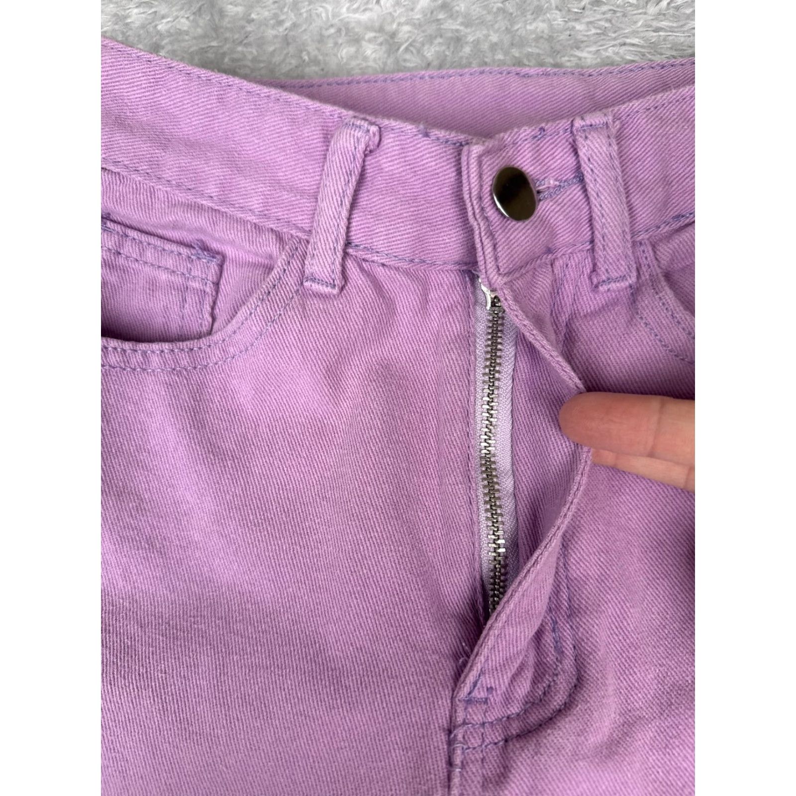 Shein SHEIN Jeans Purple High Rise Straight Leg Raw Hem Denim Pants 22x29 Women XS-2 Size 26" / US 2 / IT 38 - 5 Thumbnail
