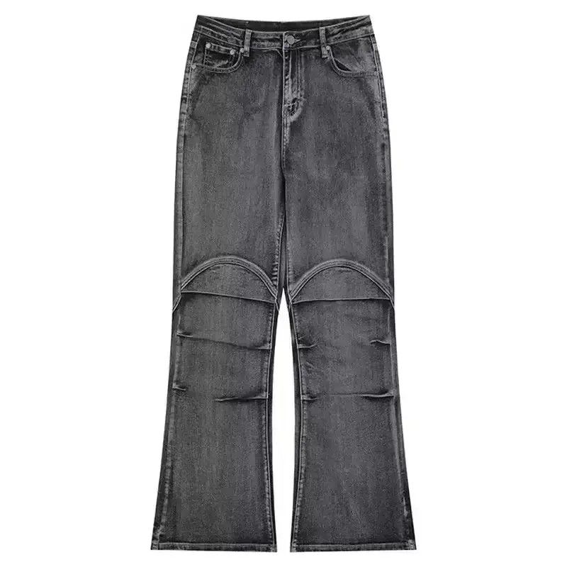 Japanese Brand Pleated Denim Low Waist Vintage Style Flared Coal Party Size US 32 / EU 48 - 2 Thumbnail