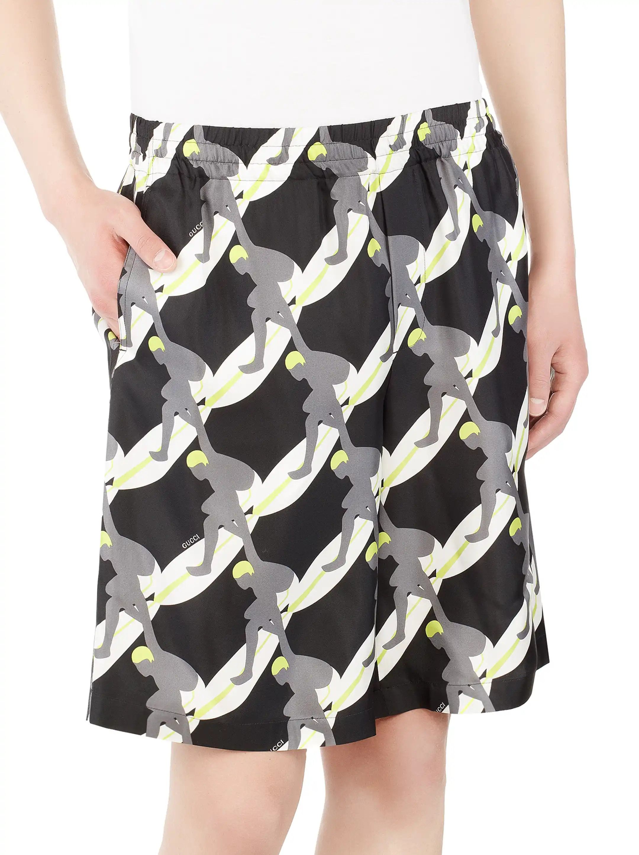 Gucci o1la5ras0426 Printed Silk Twill Shorts in Multicolor Size US 30 / EU 46 - 3 Thumbnail