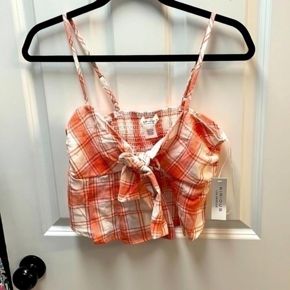 Designer Kirious plaid bow tie front tank top, cropped Size S / US 4 / IT 40 - 2 Thumbnail