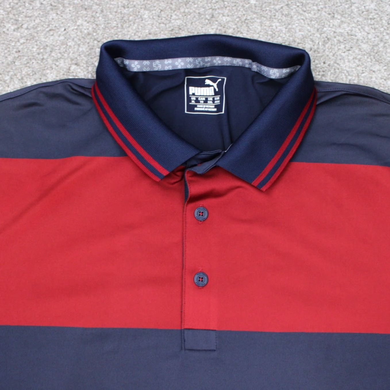 Puma Puma Polo Shirt Mens XL Red/Blue Striped Rugby Golf Poly Stretch Short Sleeve Polo Shirt XL Mens Red/Blue Striped Logo Sports Golf Rugby Size US XL / EU 56 / 4 - 4 Thumbnail
