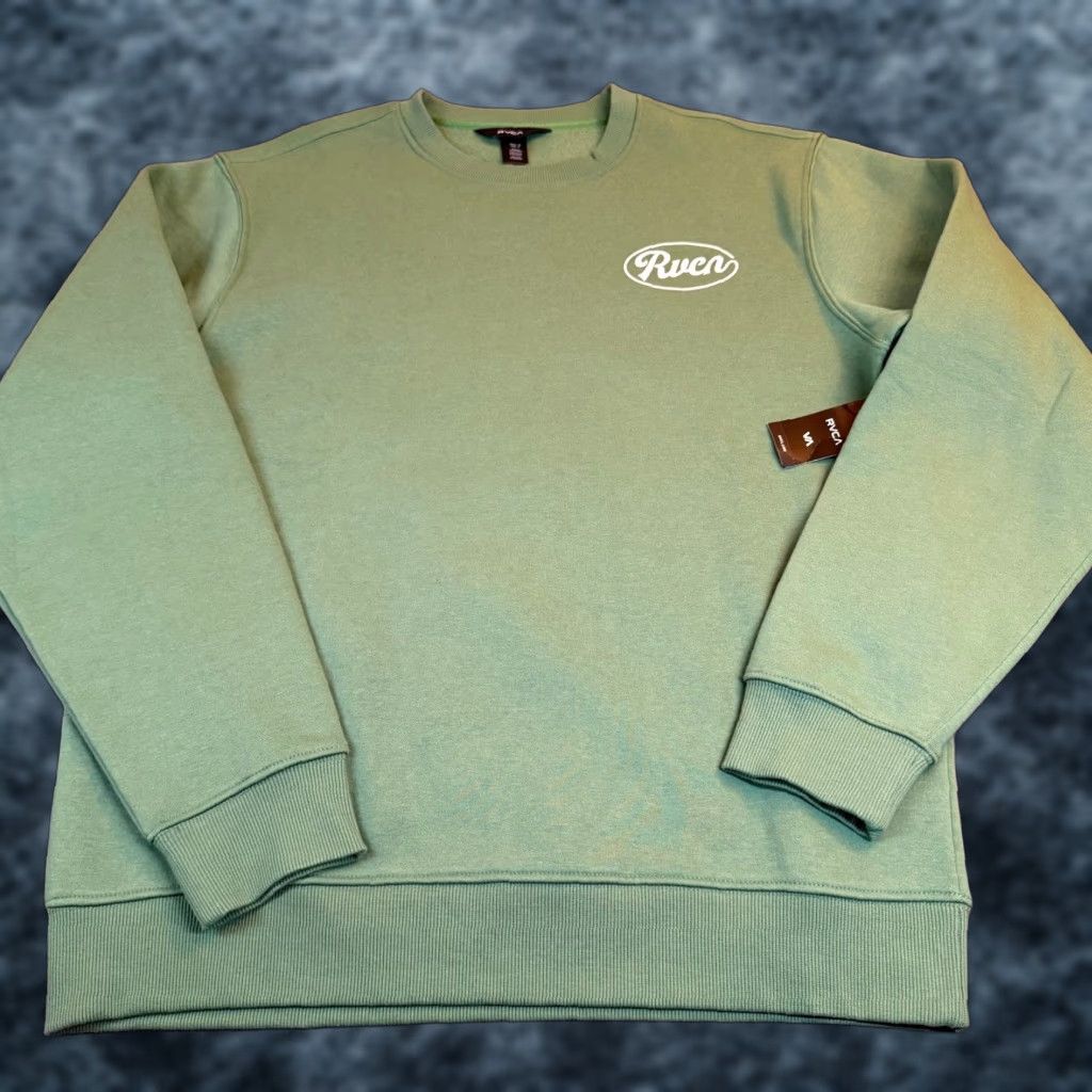RVCA RVCA Oliver Crew Mens Sweatshirt Forest Green Graphic Logo Fleece Medium NEW Size US M / EU 48-50 / 2 - 1 Thumbnail
