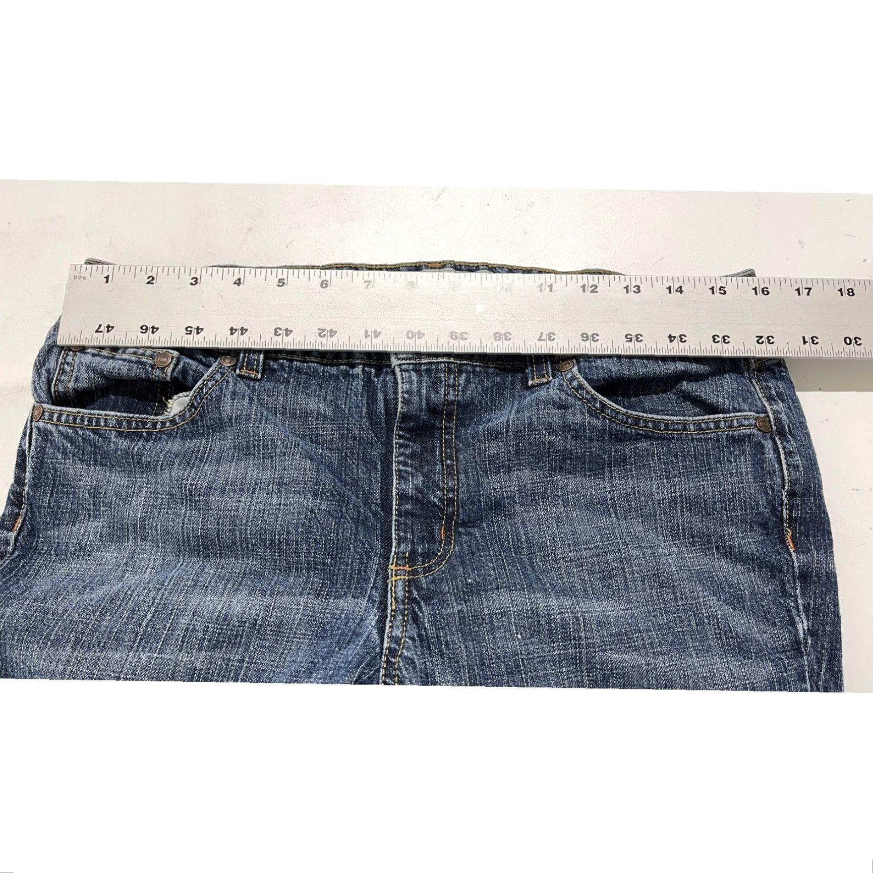 Faded Glory VINTAGE Y2K Faded Glory Jeans Denim Flare 12 Tall Dark Wash Blue Cotton Blend Stretch Size 34" / US 12 / IT 48 - 3 Thumbnail