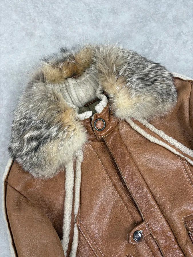 Roberto Cavalli FW2007 Cavalli Brown Fur Aviator Leather Jacket Size US L / EU 52-54 / 3 - 5 Thumbnail