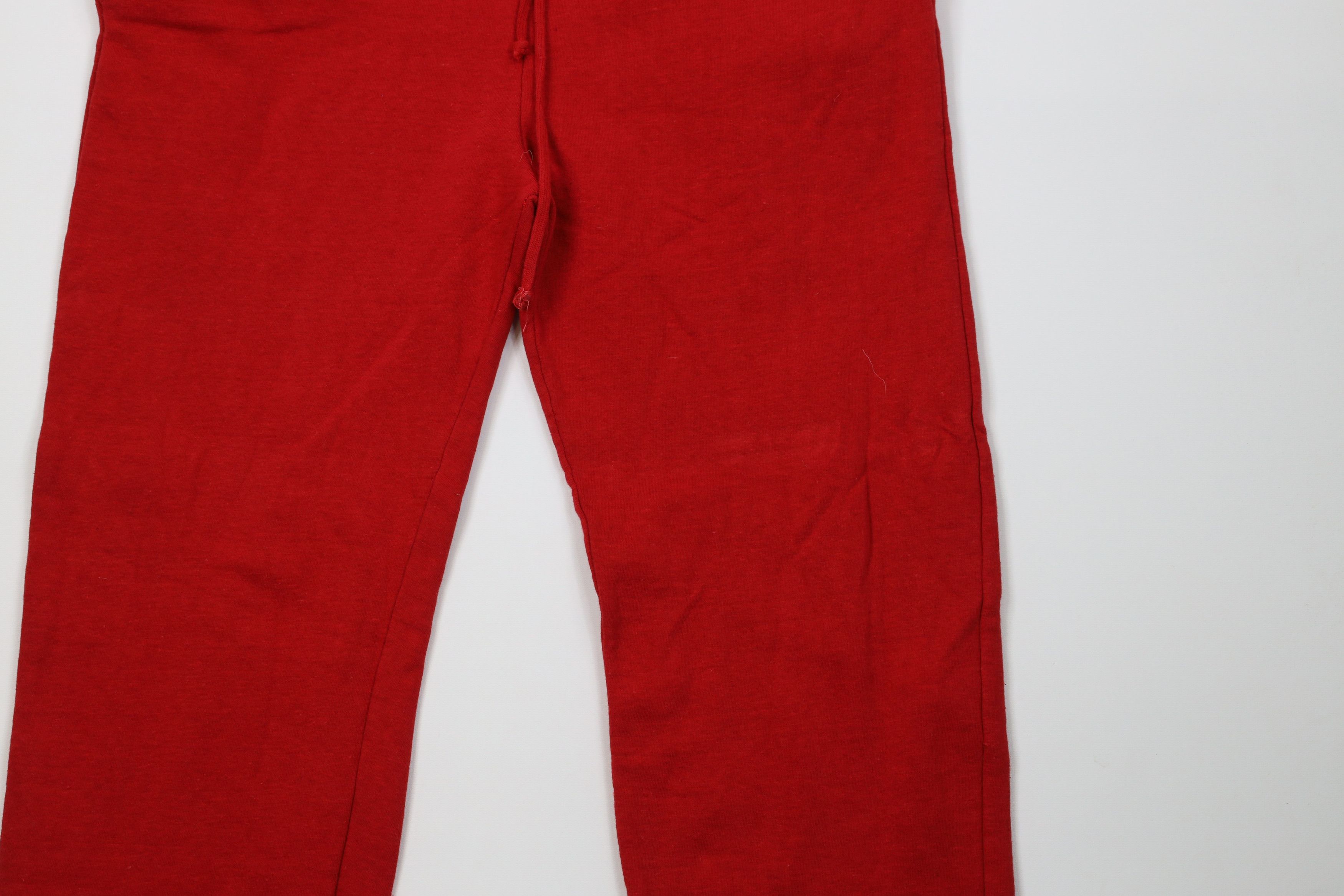 Vintage Vintage 70s Streetwear Distressed Blank Sweatpants Pants Red Size US 34 / EU 50 - 3 Thumbnail