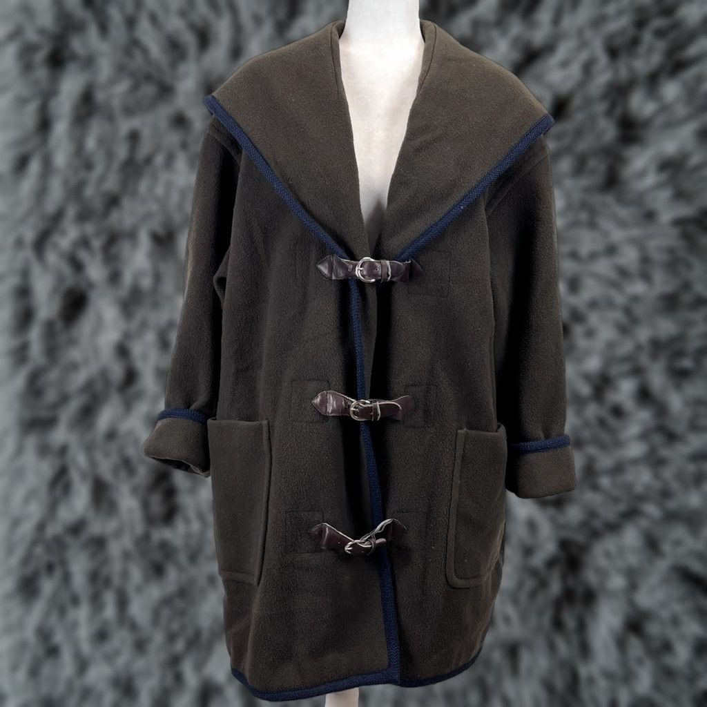 Vintage VINTAGE Unbranded Union Made Wool Coat Jacket 1X Plus Oversized Olive/Brown Buckle Hood Lined USA Women's Coat Size XL / US 12-14 / IT 48-50 - 1 Thumbnail
