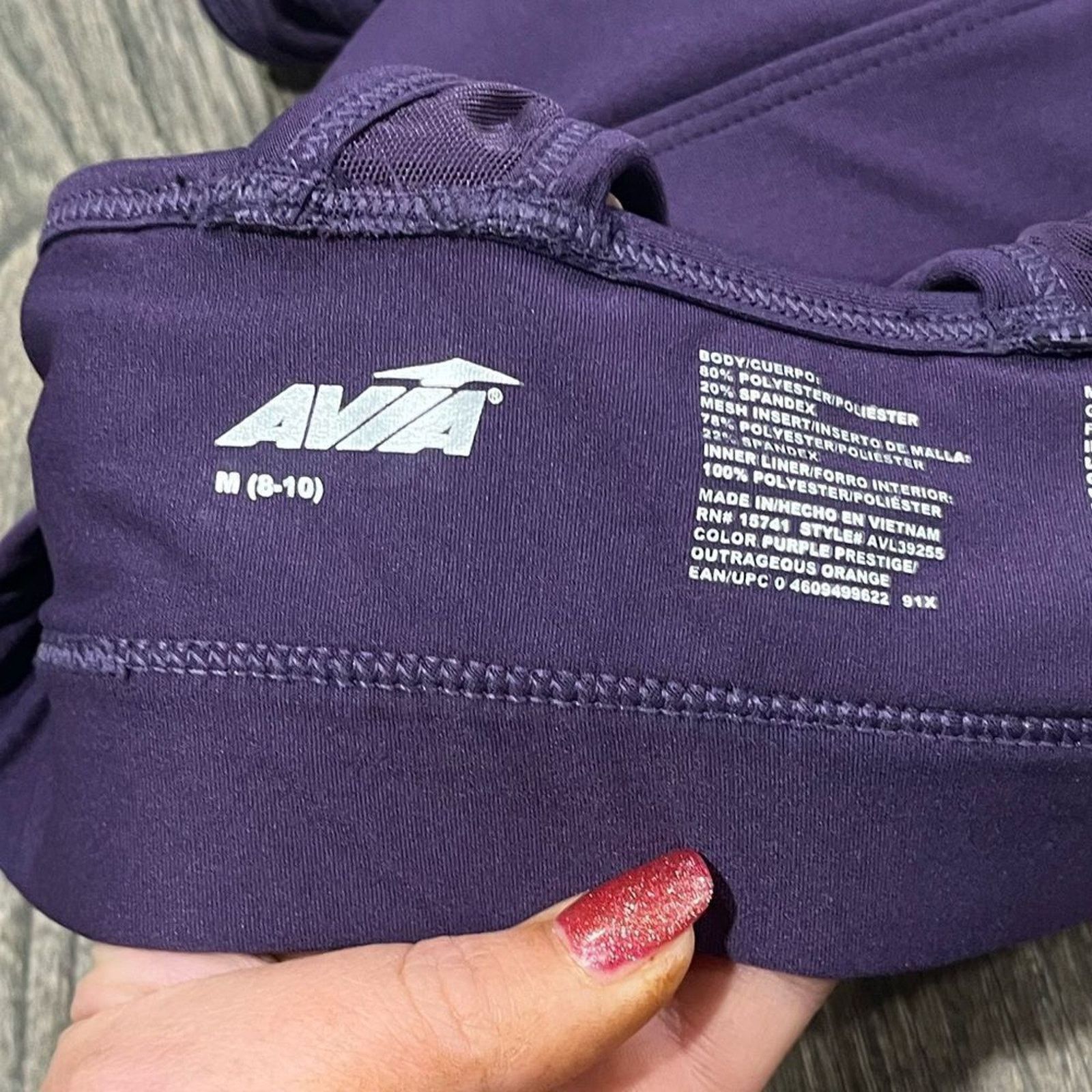 Avia Avia Sports Bra Full Coverage Dark Purple Racerback Size M Size ONE SIZE - 2 Thumbnail