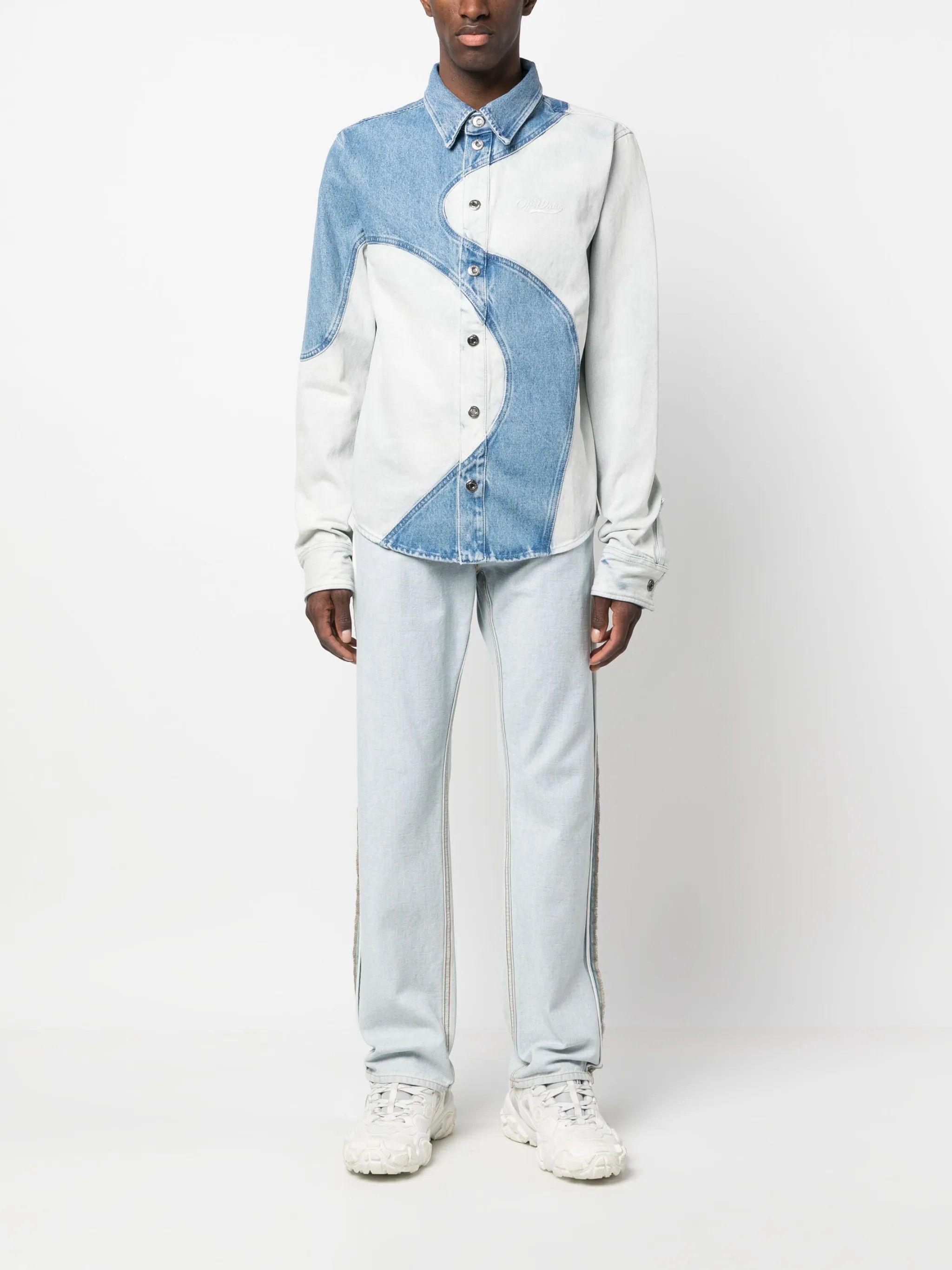 Off-White o1gr1nt0125 Organic Block Denim West Shirt in Medium Blue Size US XL / EU 56 / 4 - 2 Thumbnail