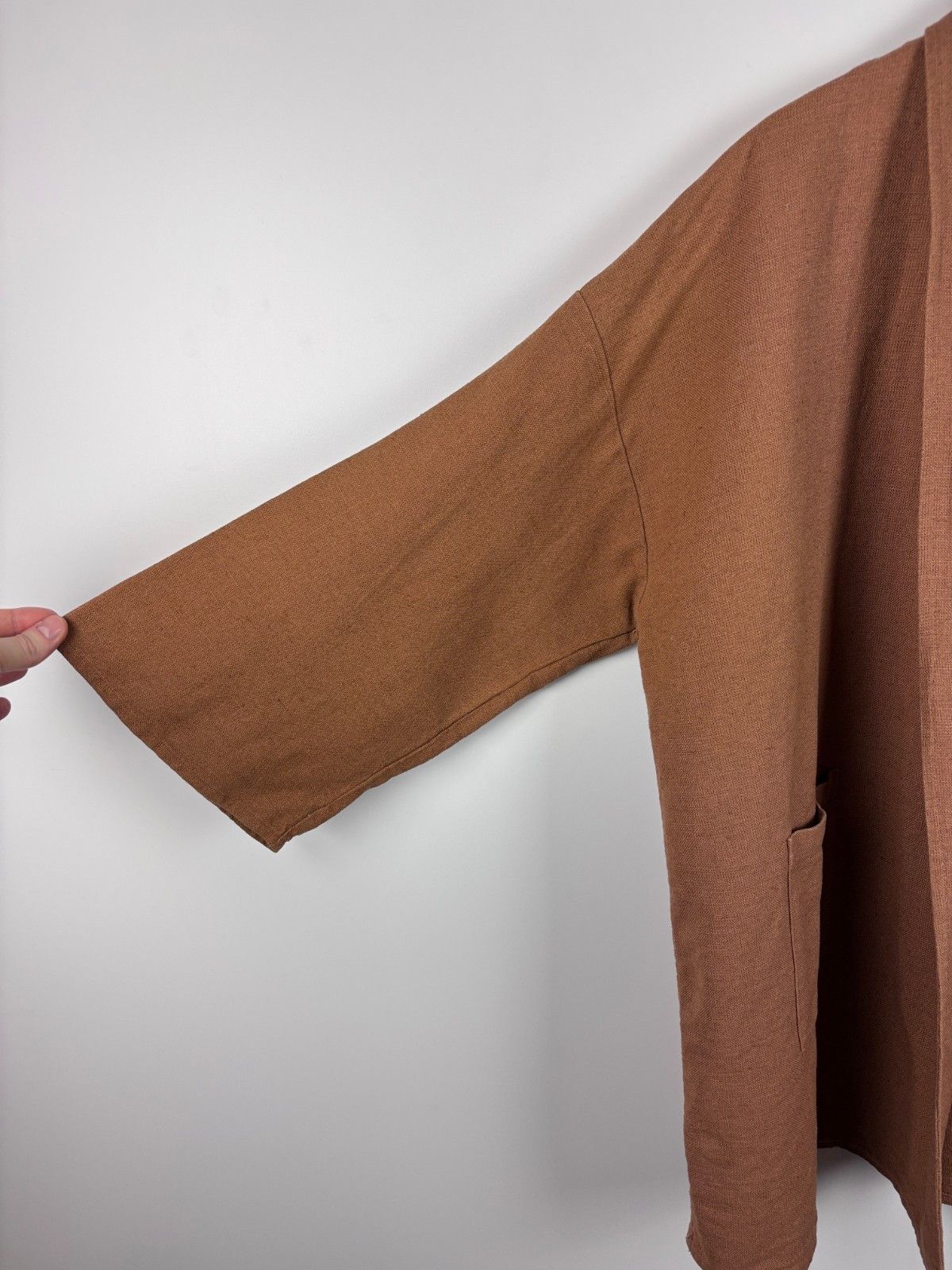Gudrun Sjoden Gudrun Sjoden Open Long Cardigan Linen Cotton Brown L/XL Size L / US 10 / IT 46 - 4 Thumbnail