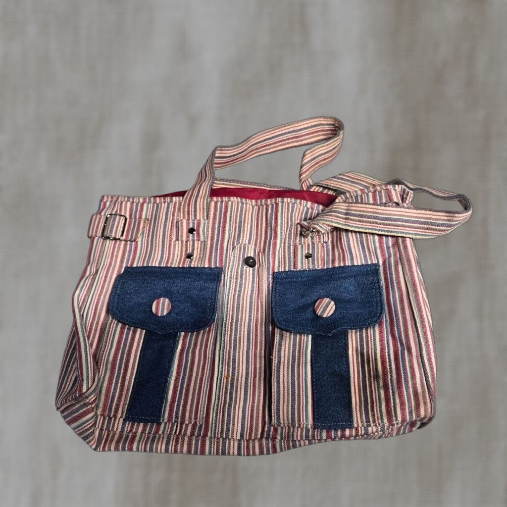 Vintage Longaberger Bag 14" Fabric Gift Tote Red Denim Plaid Tote Women 14" Red Denim Plaid Fabric Gift Tote Bag Longaberger Size ONE SIZE - 1 Thumbnail